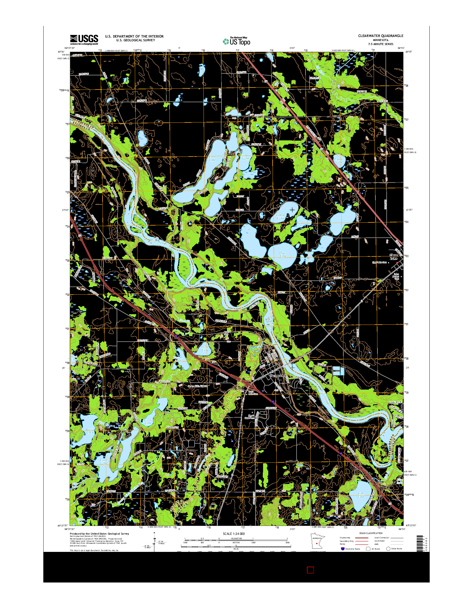 USGS US TOPO 7.5-MINUTE MAP FOR CLEARWATER, MN 2016
