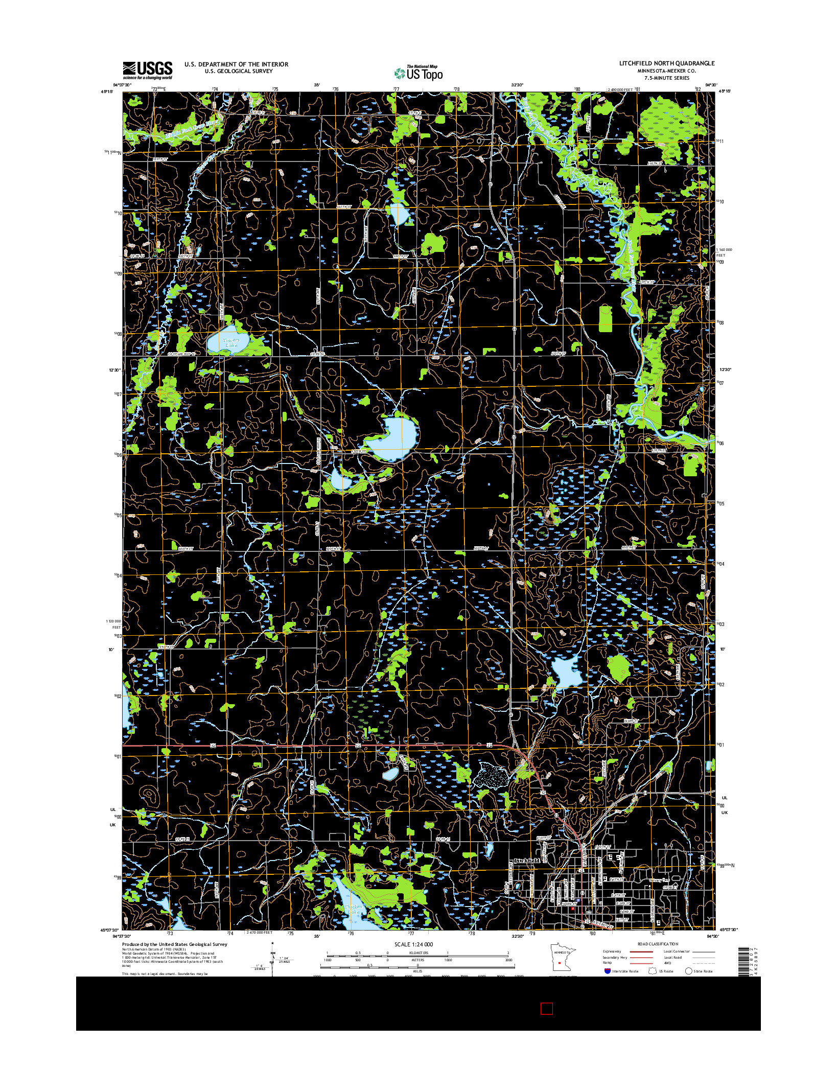 USGS US TOPO 7.5-MINUTE MAP FOR LITCHFIELD NORTH, MN 2016