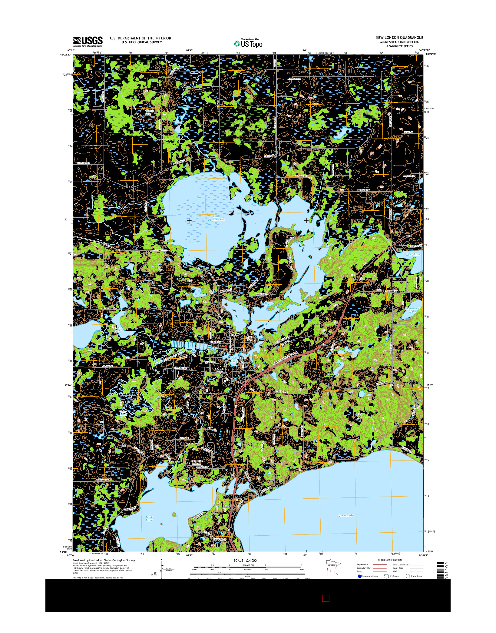 USGS US TOPO 7.5-MINUTE MAP FOR NEW LONDON, MN 2016