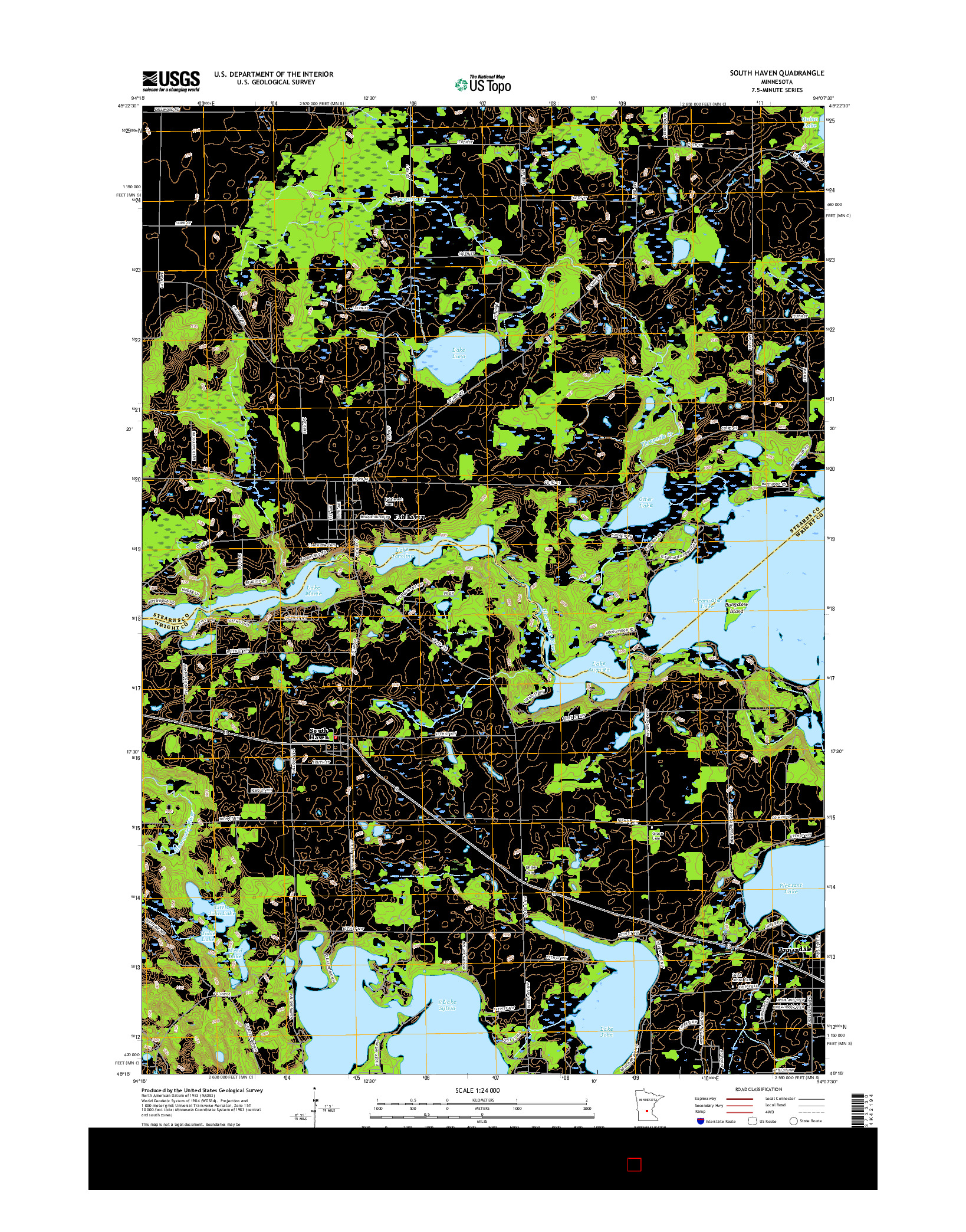 USGS US TOPO 7.5-MINUTE MAP FOR SOUTH HAVEN, MN 2016