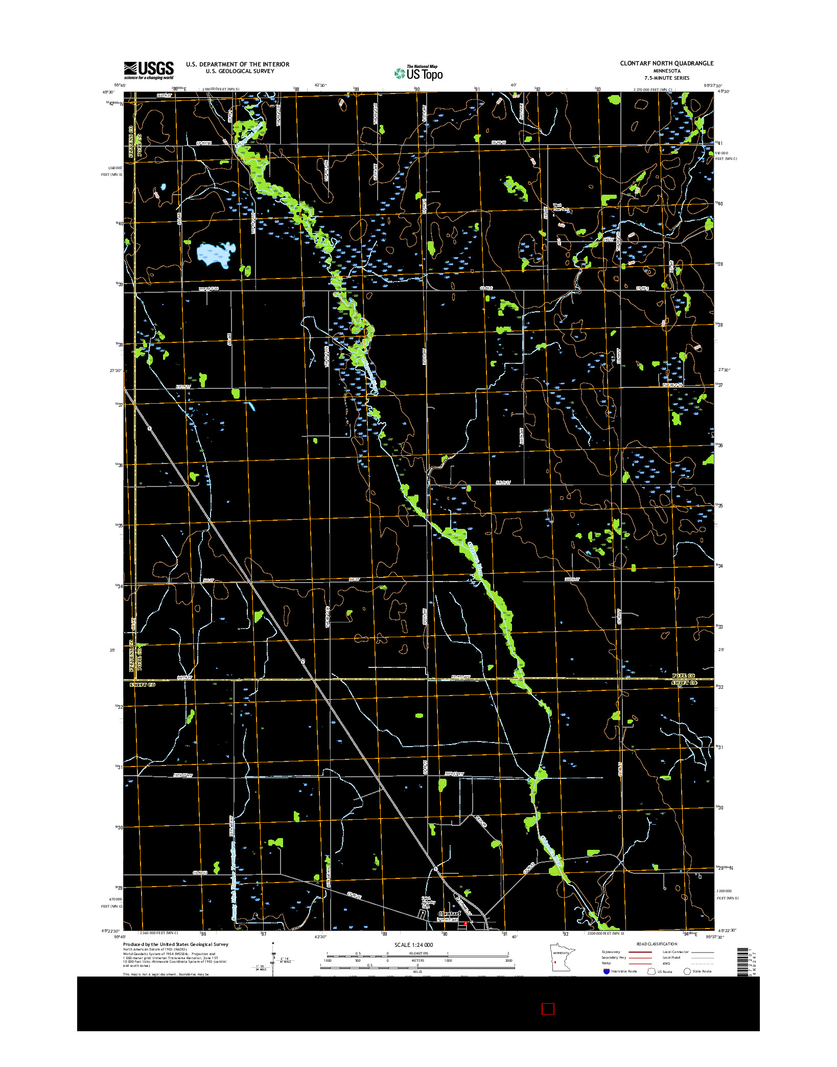 USGS US TOPO 7.5-MINUTE MAP FOR CLONTARF NORTH, MN 2016