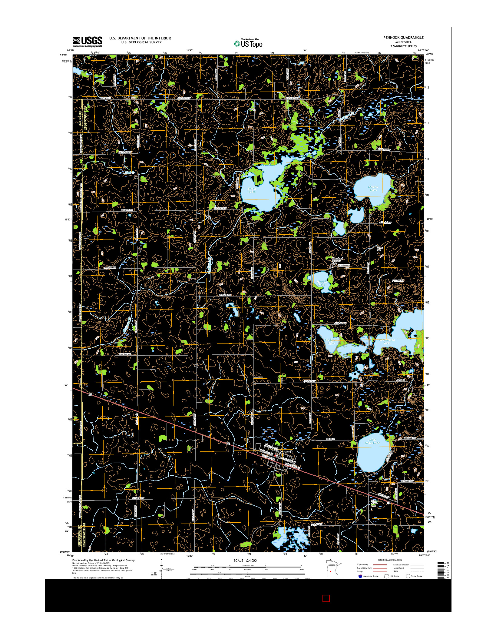 USGS US TOPO 7.5-MINUTE MAP FOR PENNOCK, MN 2016