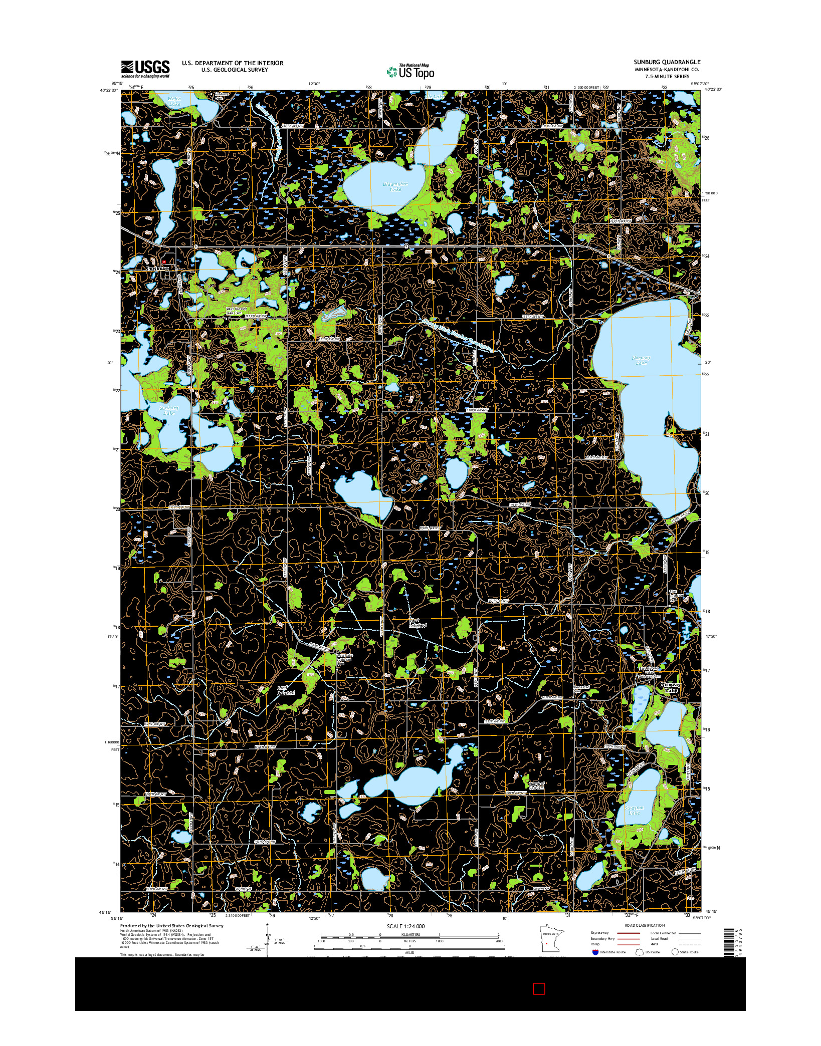 USGS US TOPO 7.5-MINUTE MAP FOR SUNBURG, MN 2016