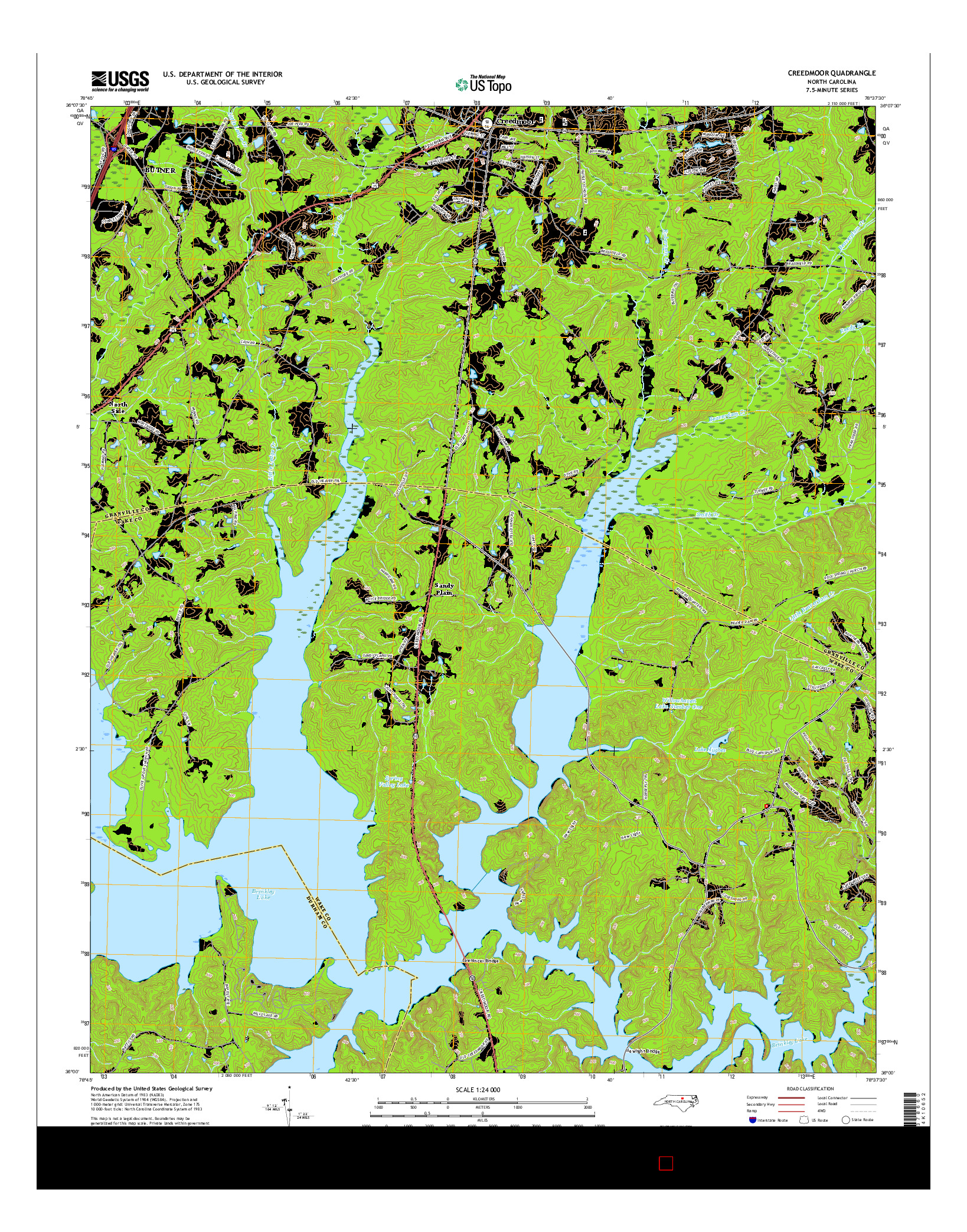 USGS US TOPO 7.5-MINUTE MAP FOR CREEDMOOR, NC 2016