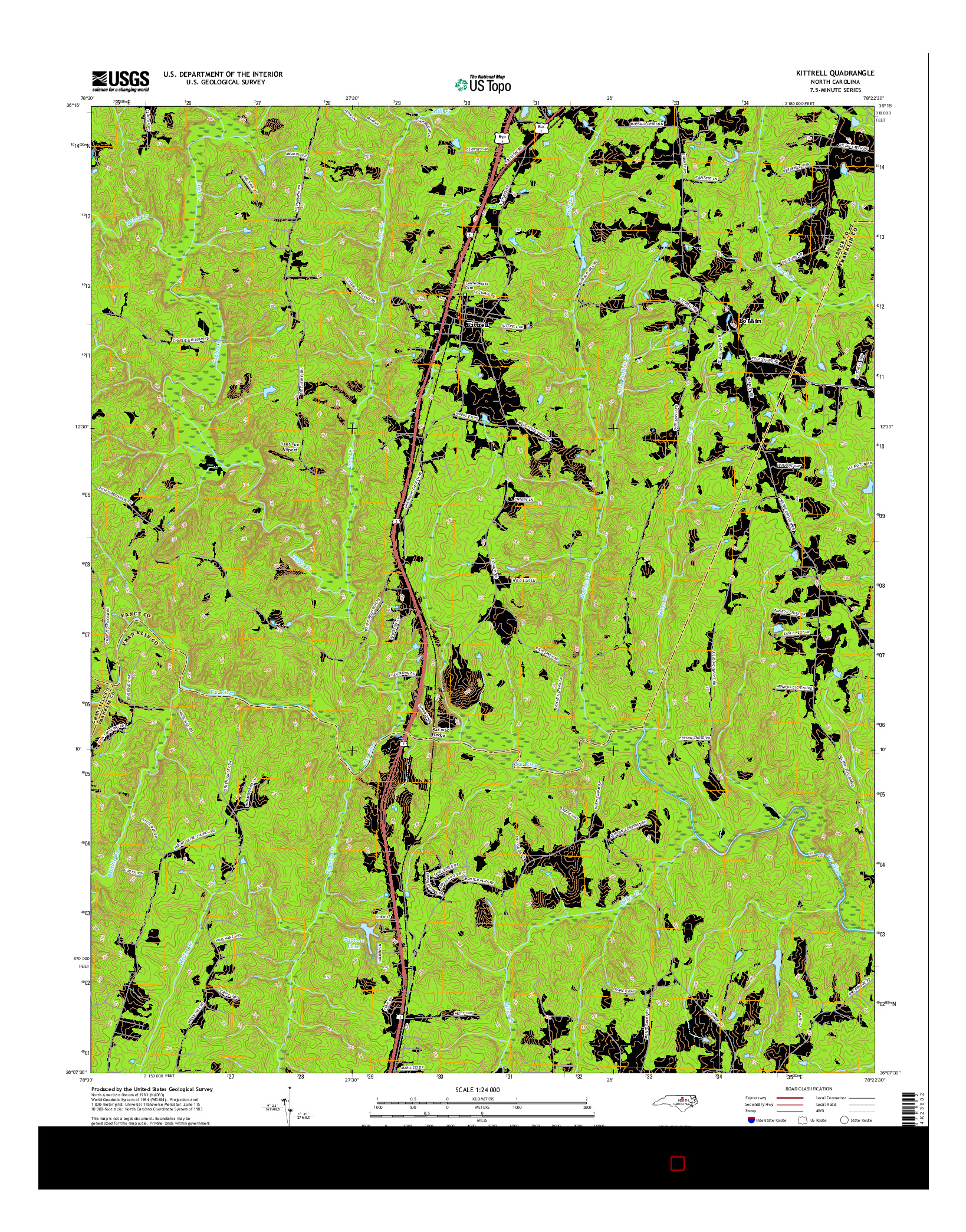 USGS US TOPO 7.5-MINUTE MAP FOR KITTRELL, NC 2016