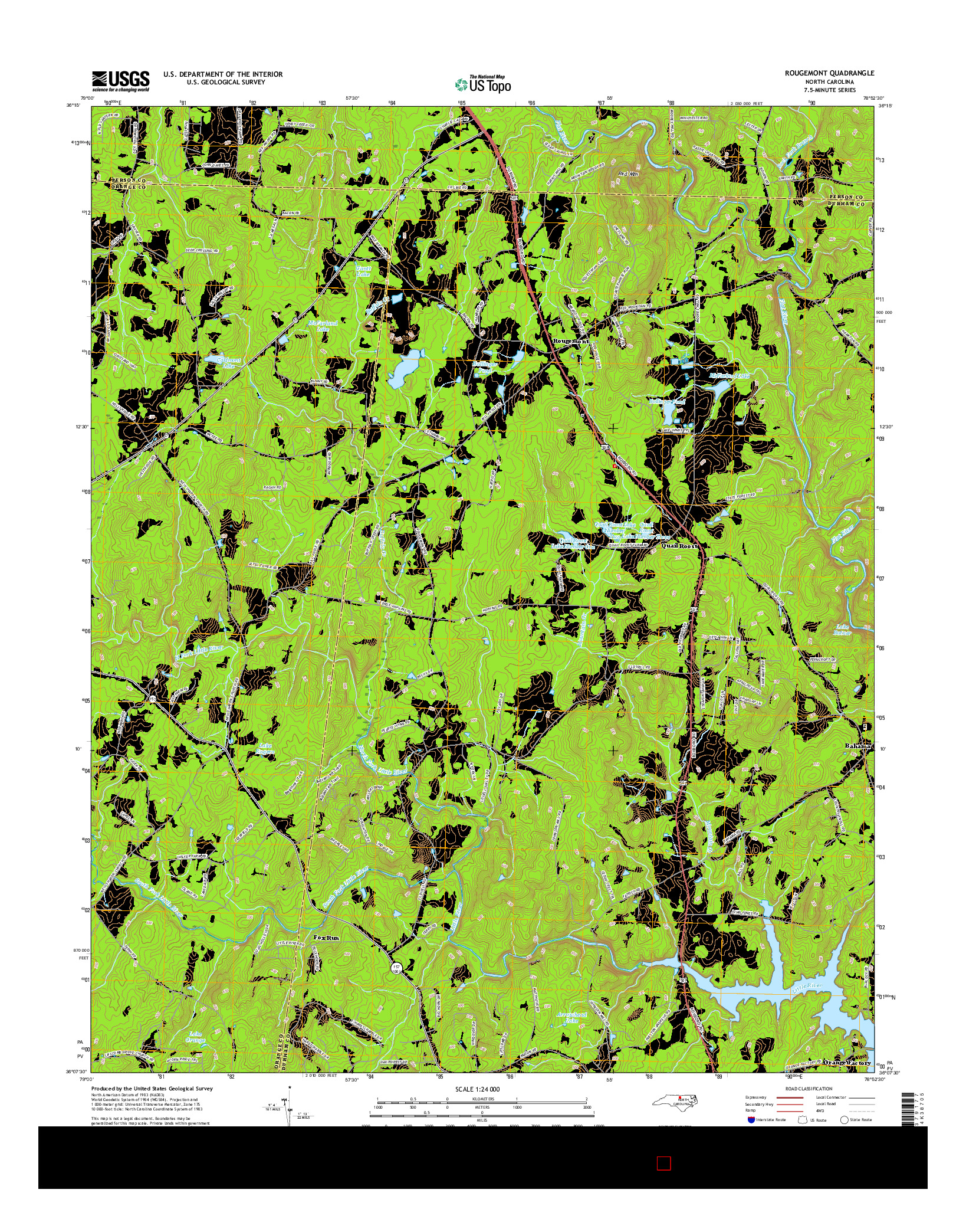 USGS US TOPO 7.5-MINUTE MAP FOR ROUGEMONT, NC 2016