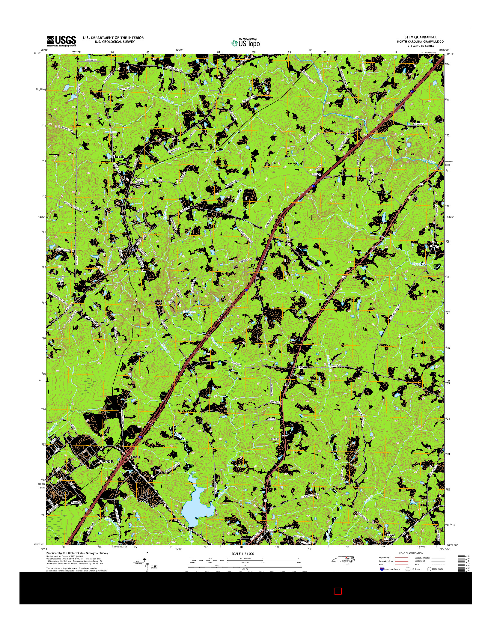 USGS US TOPO 7.5-MINUTE MAP FOR STEM, NC 2016