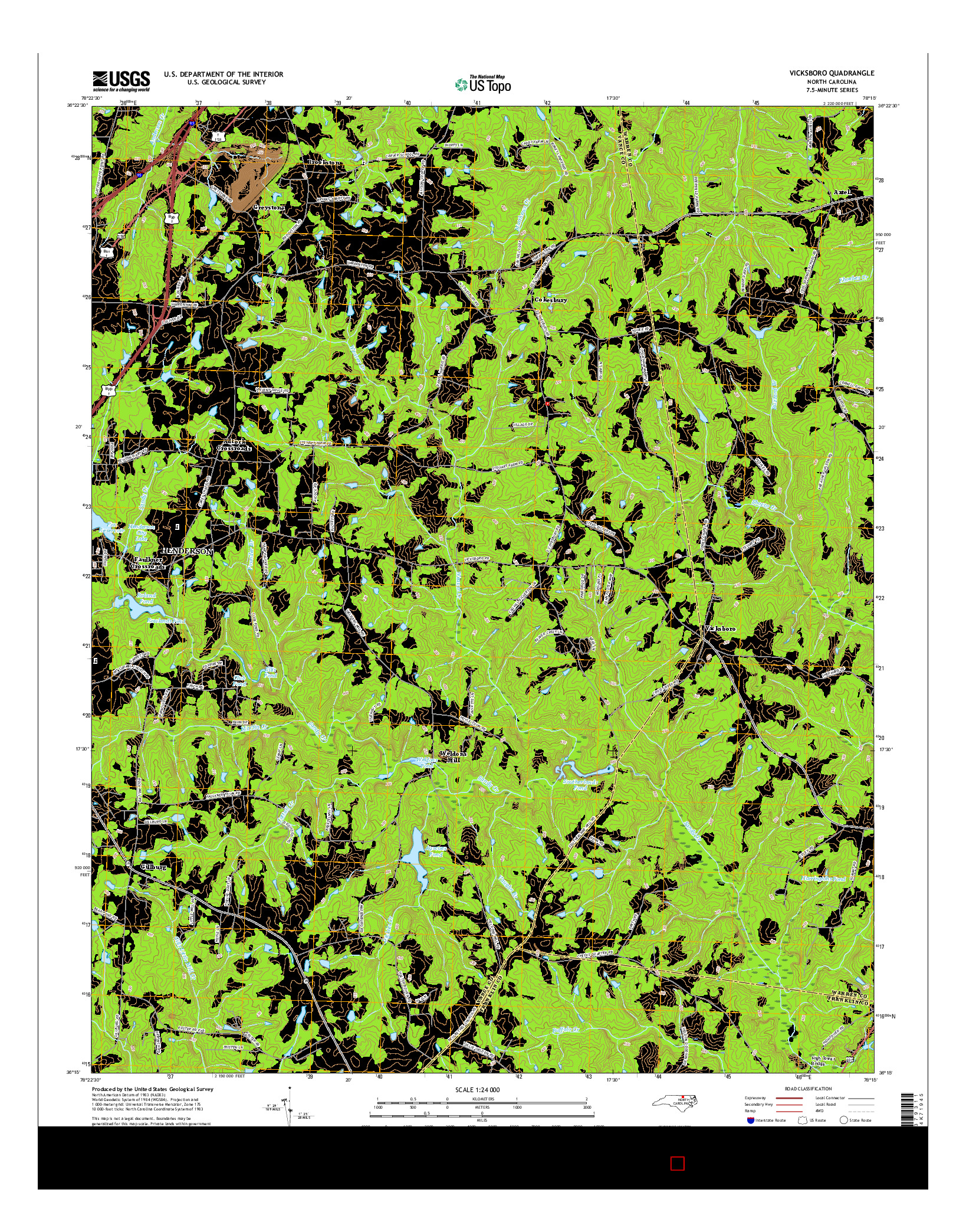 USGS US TOPO 7.5-MINUTE MAP FOR VICKSBORO, NC 2016