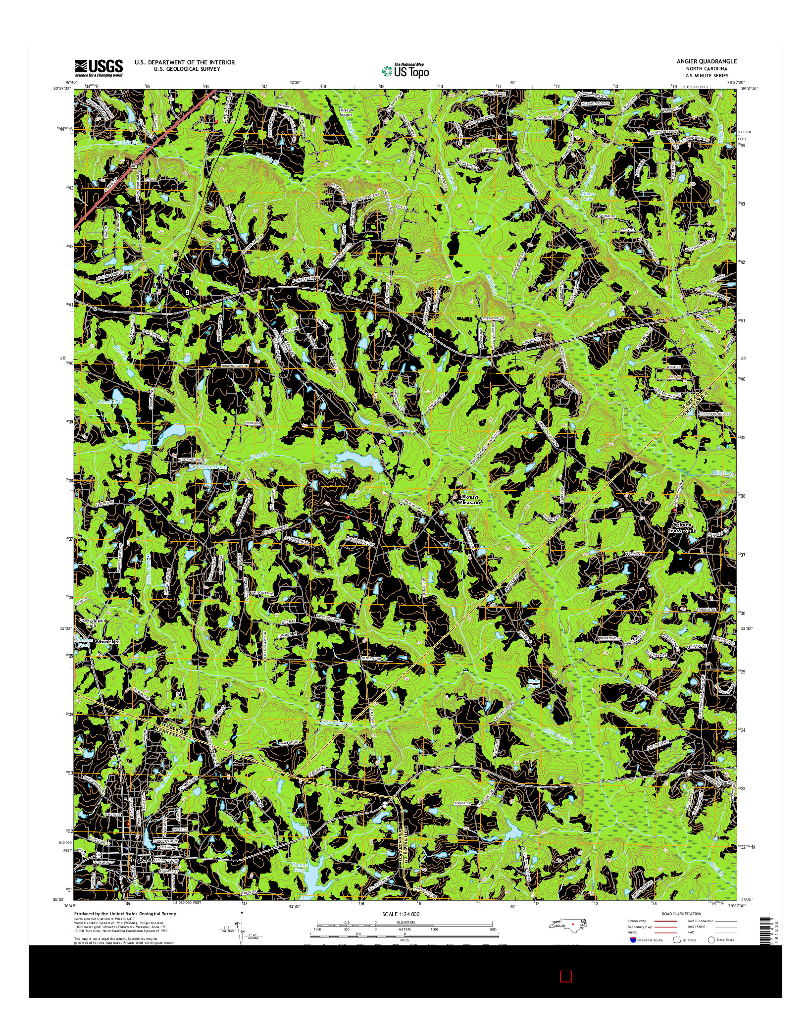 USGS US TOPO 7.5-MINUTE MAP FOR ANGIER, NC 2016