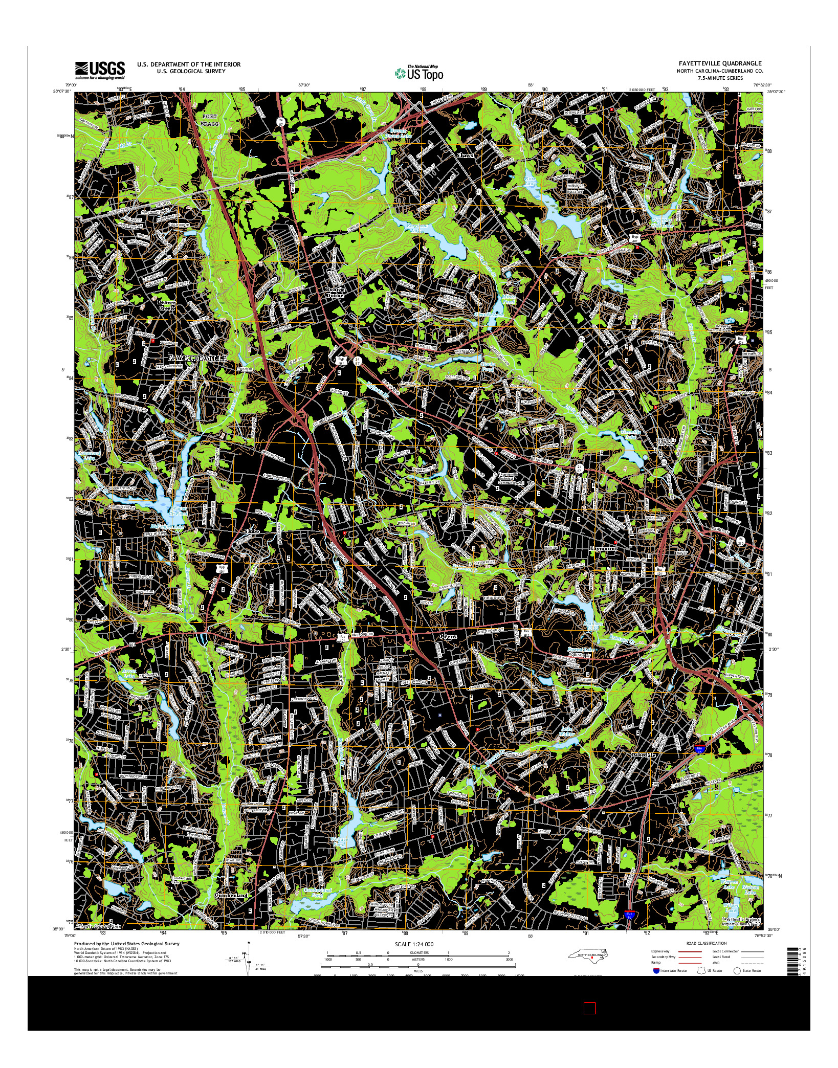 USGS US TOPO 7.5-MINUTE MAP FOR FAYETTEVILLE, NC 2016