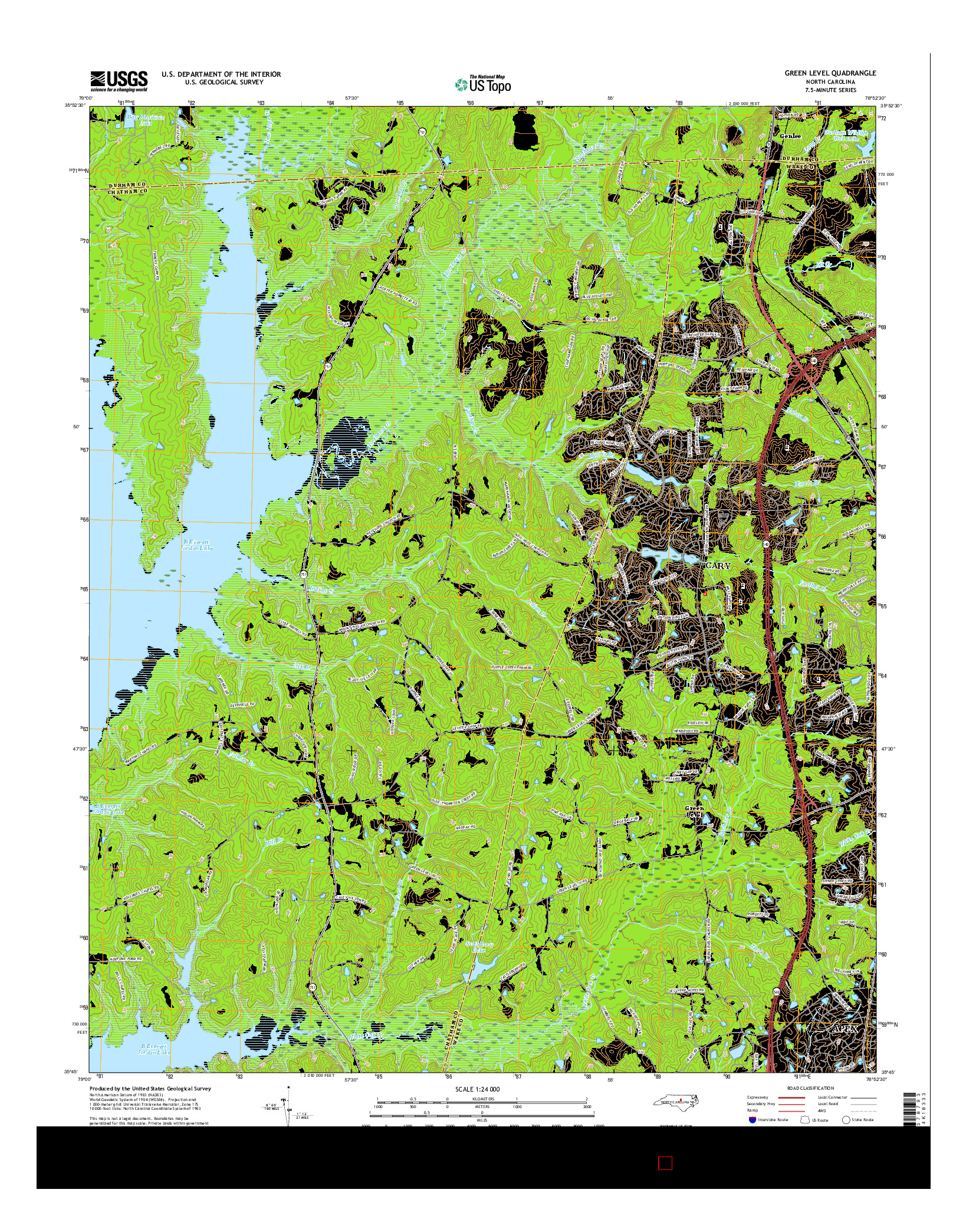 USGS US TOPO 7.5-MINUTE MAP FOR GREEN LEVEL, NC 2016