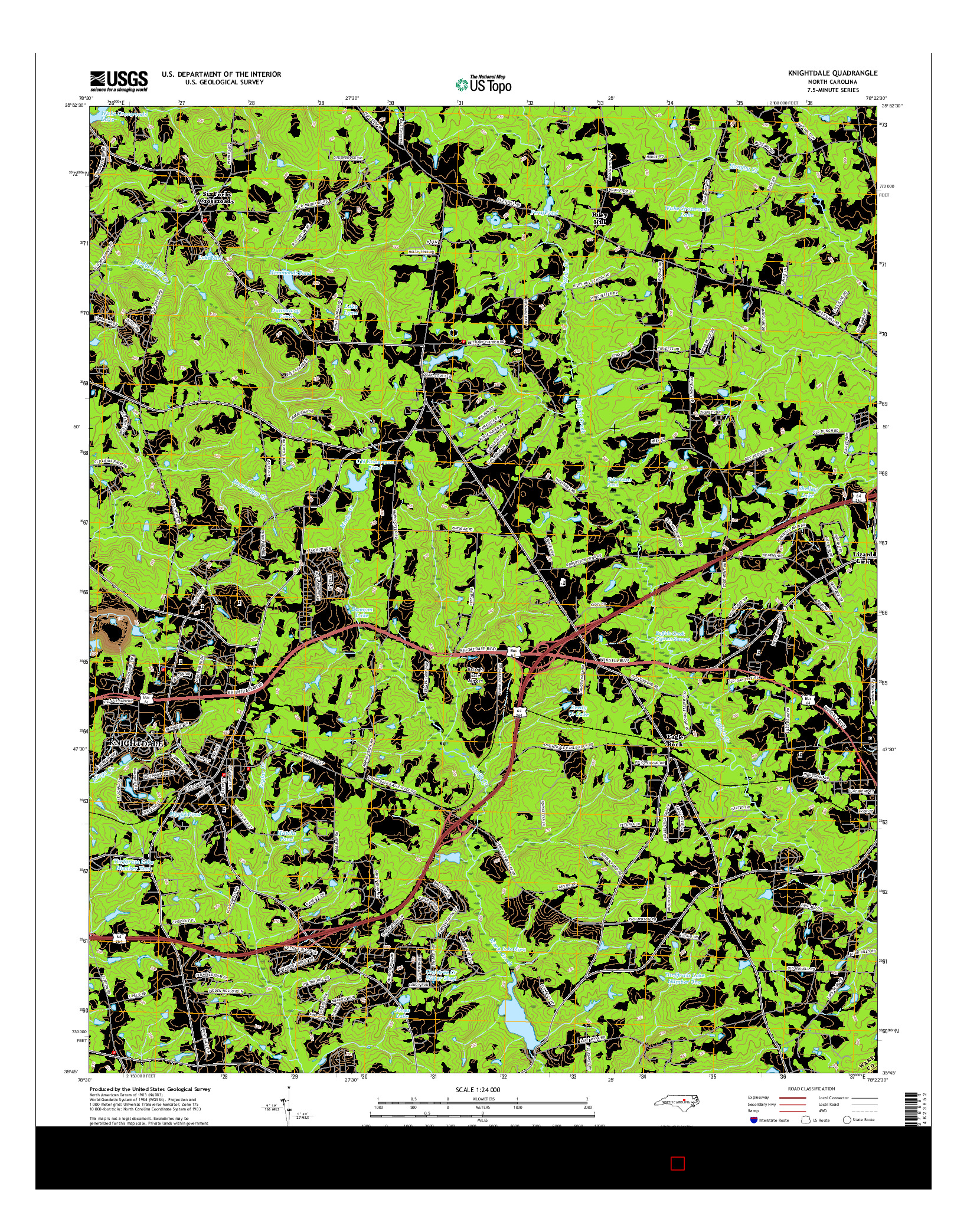 USGS US TOPO 7.5-MINUTE MAP FOR KNIGHTDALE, NC 2016