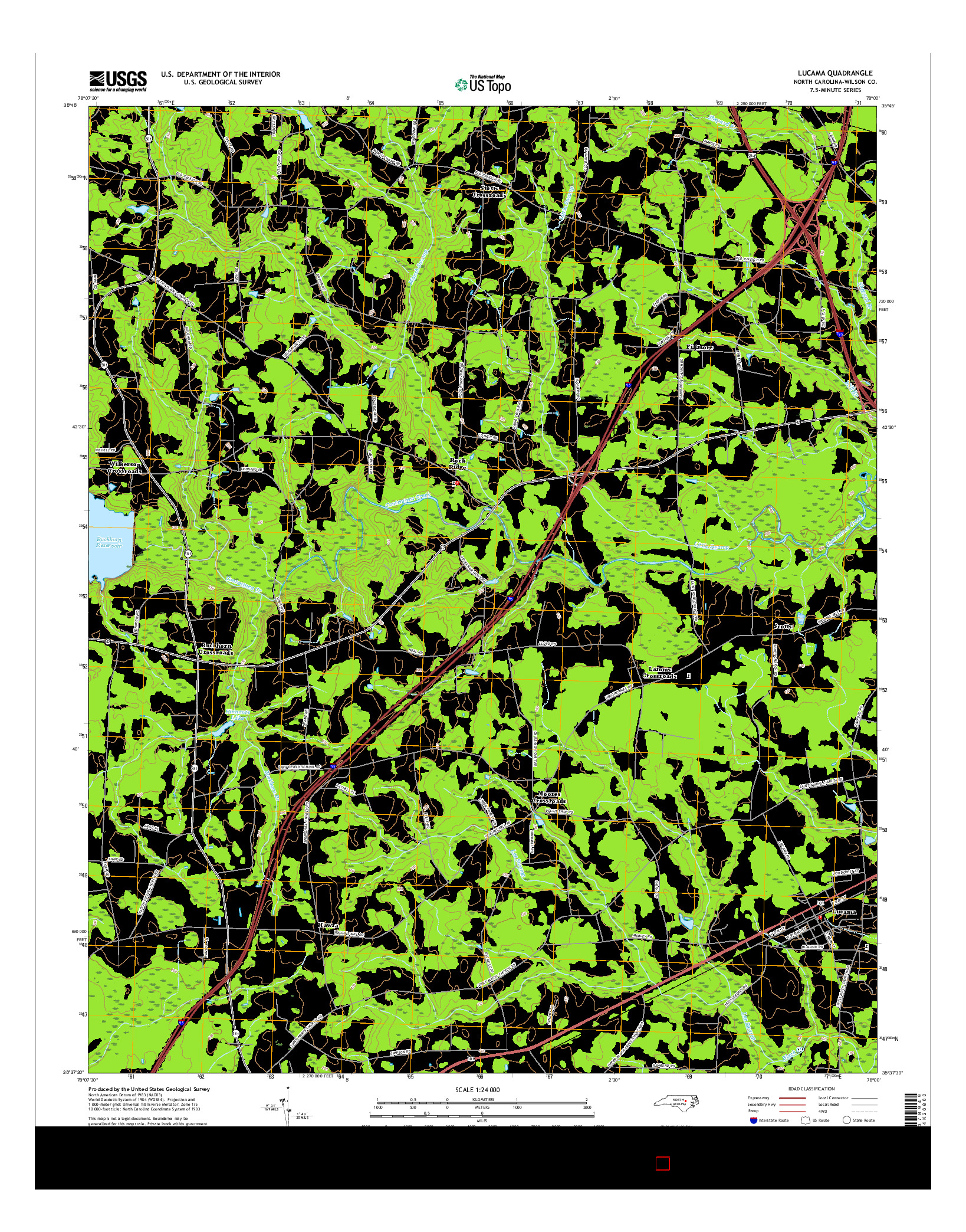 USGS US TOPO 7.5-MINUTE MAP FOR LUCAMA, NC 2016