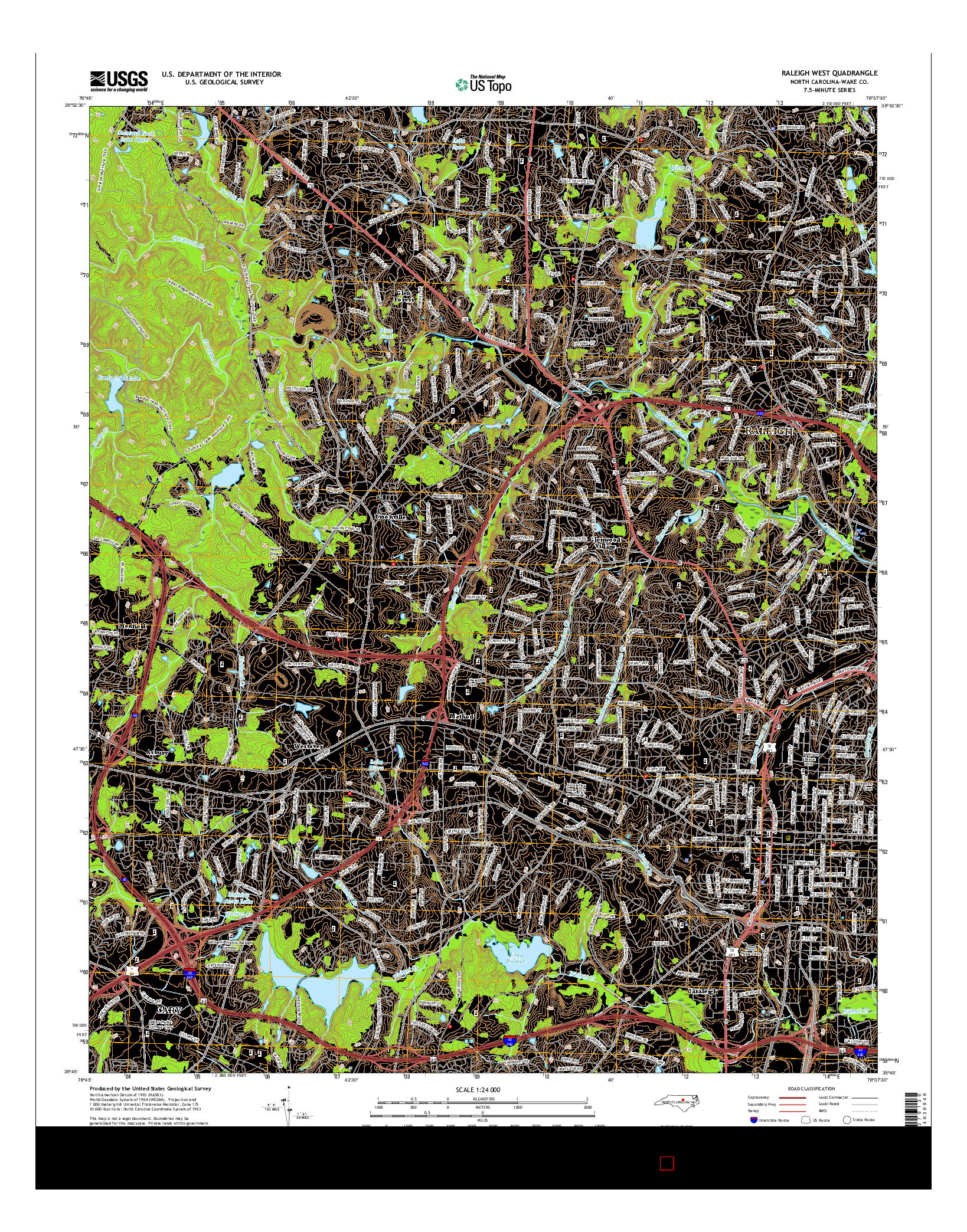 USGS US TOPO 7.5-MINUTE MAP FOR RALEIGH WEST, NC 2016