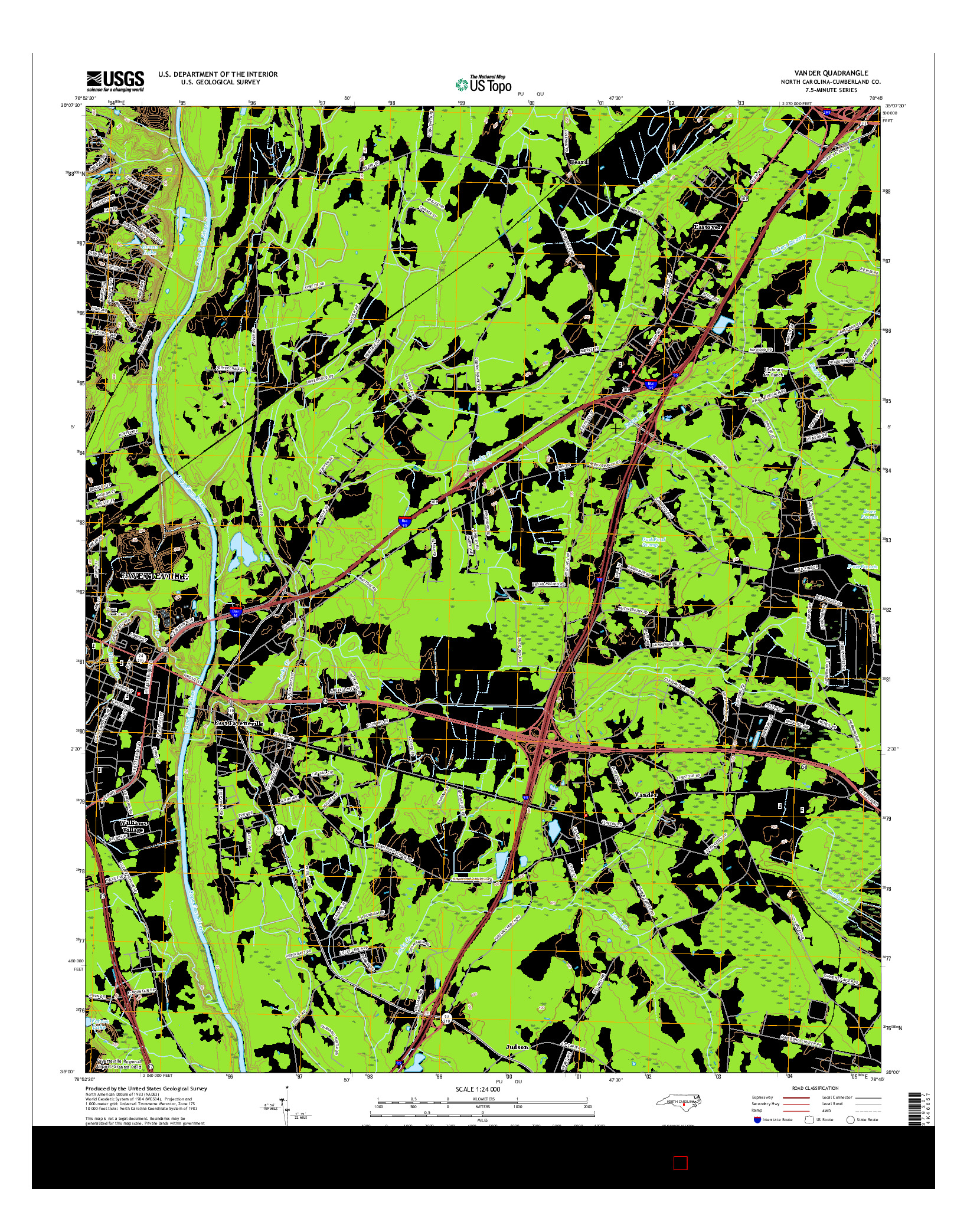 USGS US TOPO 7.5-MINUTE MAP FOR VANDER, NC 2016