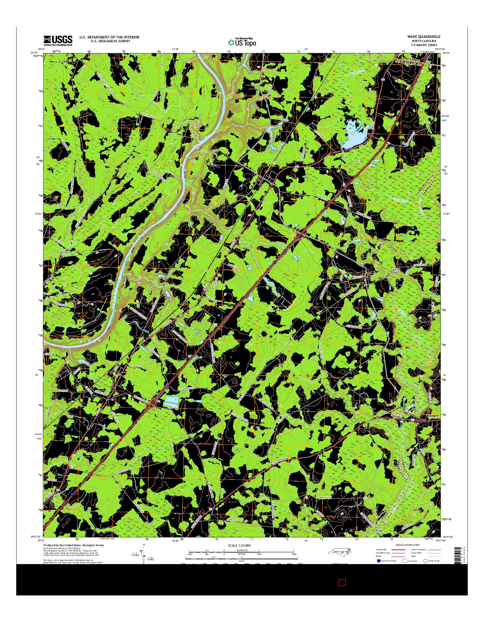 USGS US TOPO 7.5-MINUTE MAP FOR WADE, NC 2016