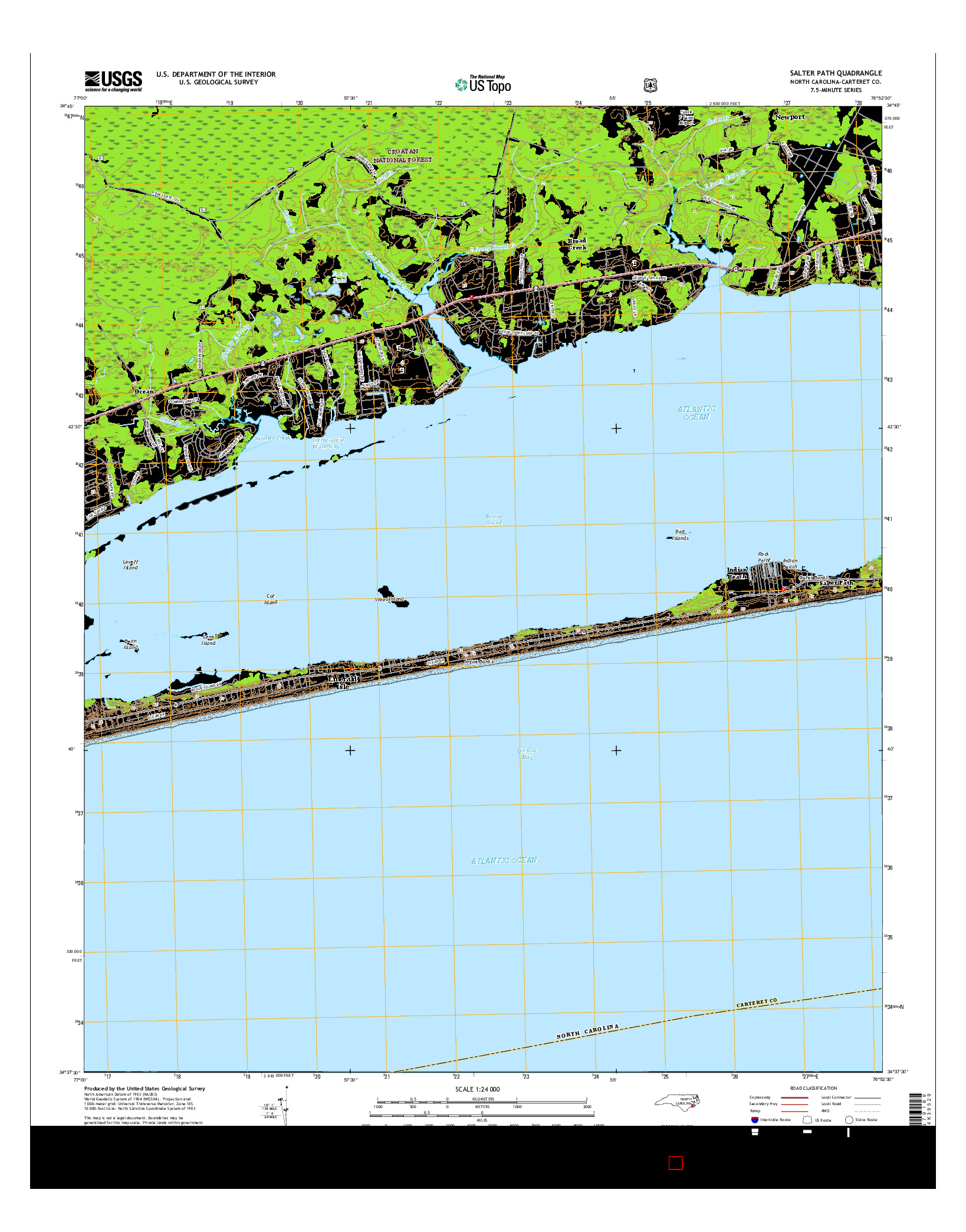 USGS US TOPO 7.5-MINUTE MAP FOR SALTER PATH, NC 2016