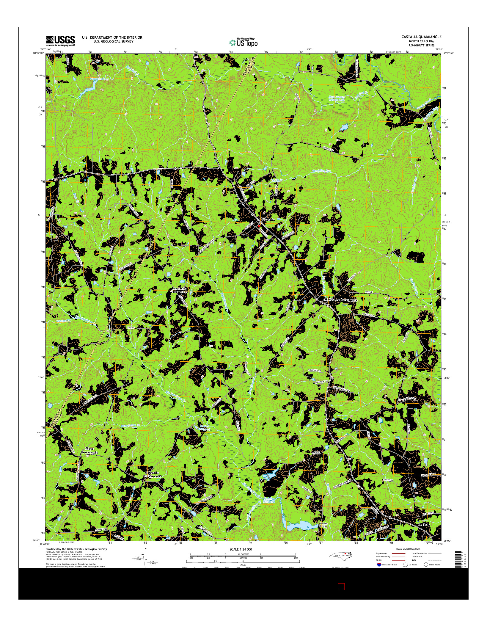 USGS US TOPO 7.5-MINUTE MAP FOR CASTALIA, NC 2016