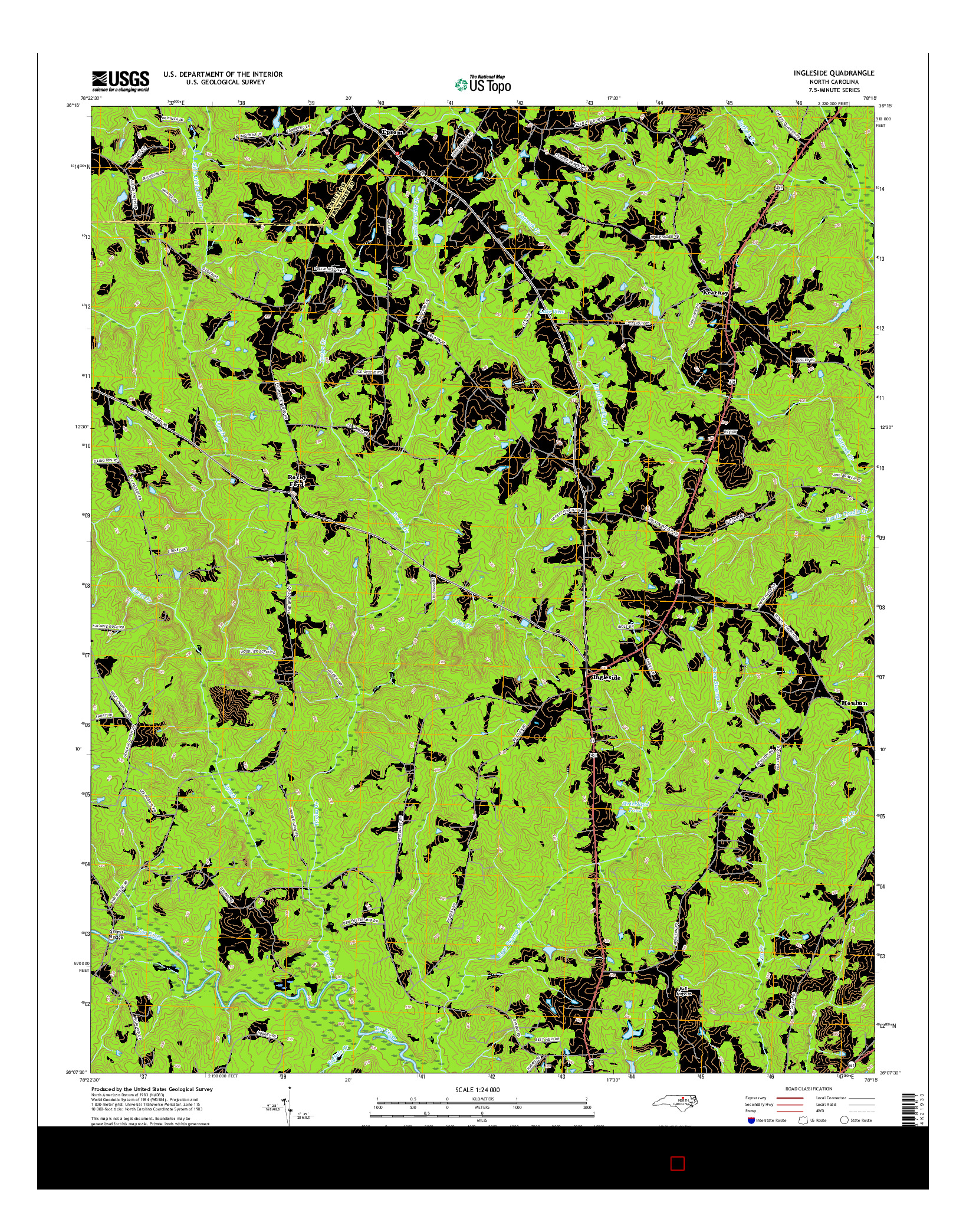 USGS US TOPO 7.5-MINUTE MAP FOR INGLESIDE, NC 2016