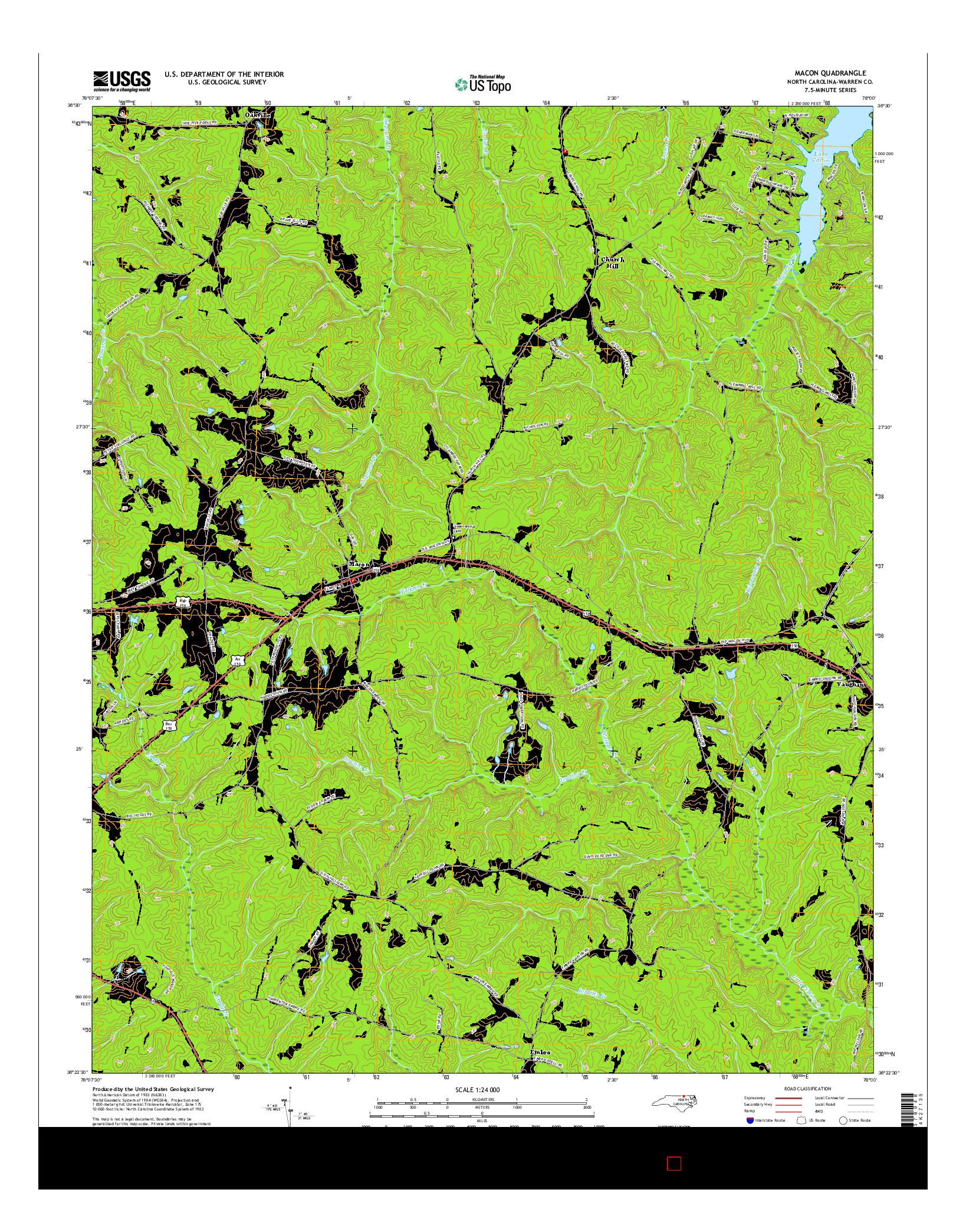 USGS US TOPO 7.5-MINUTE MAP FOR MACON, NC 2016