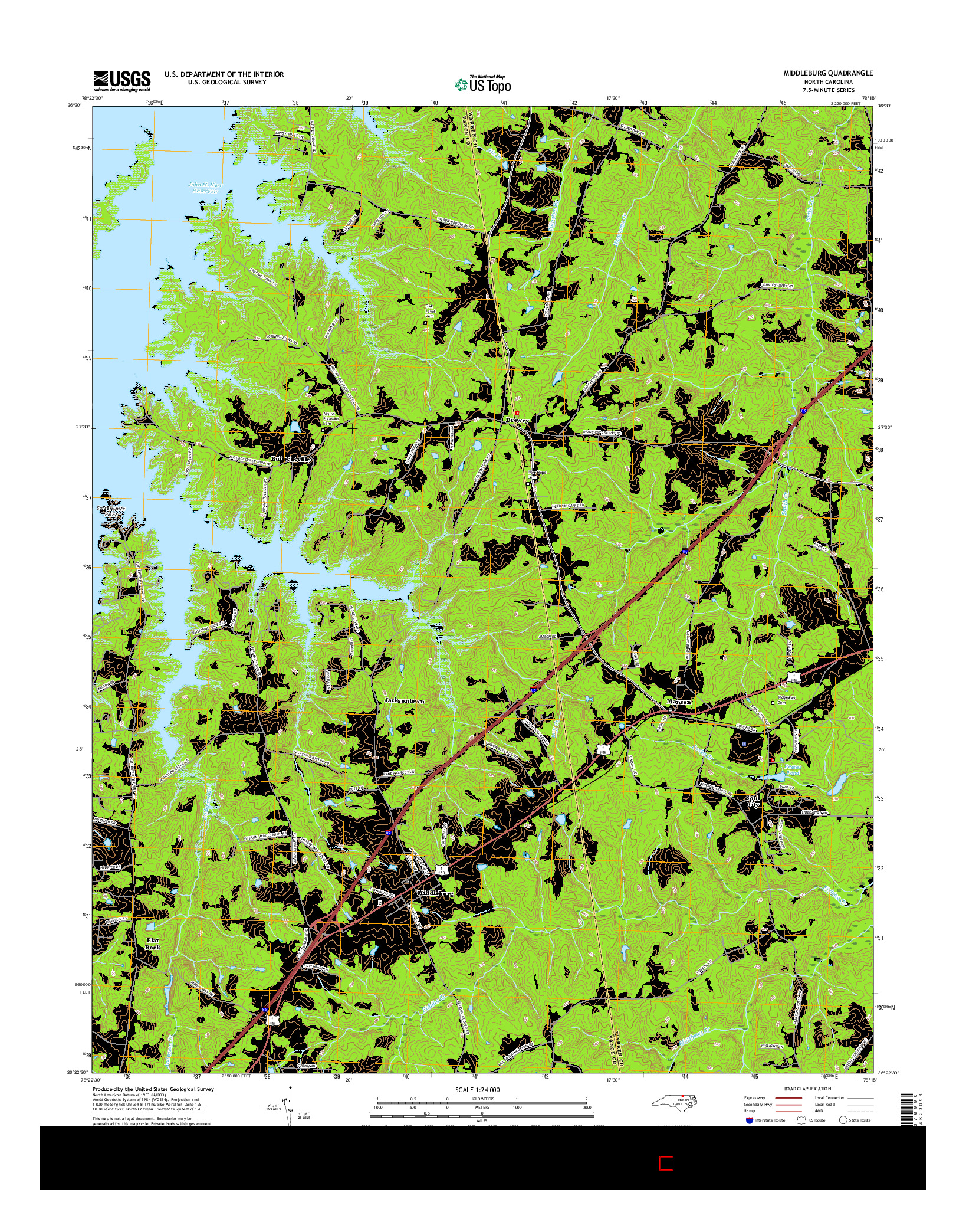 USGS US TOPO 7.5-MINUTE MAP FOR MIDDLEBURG, NC 2016