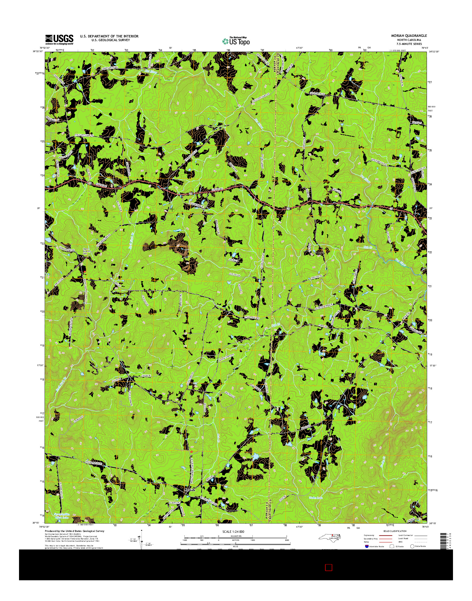 USGS US TOPO 7.5-MINUTE MAP FOR MORIAH, NC 2016