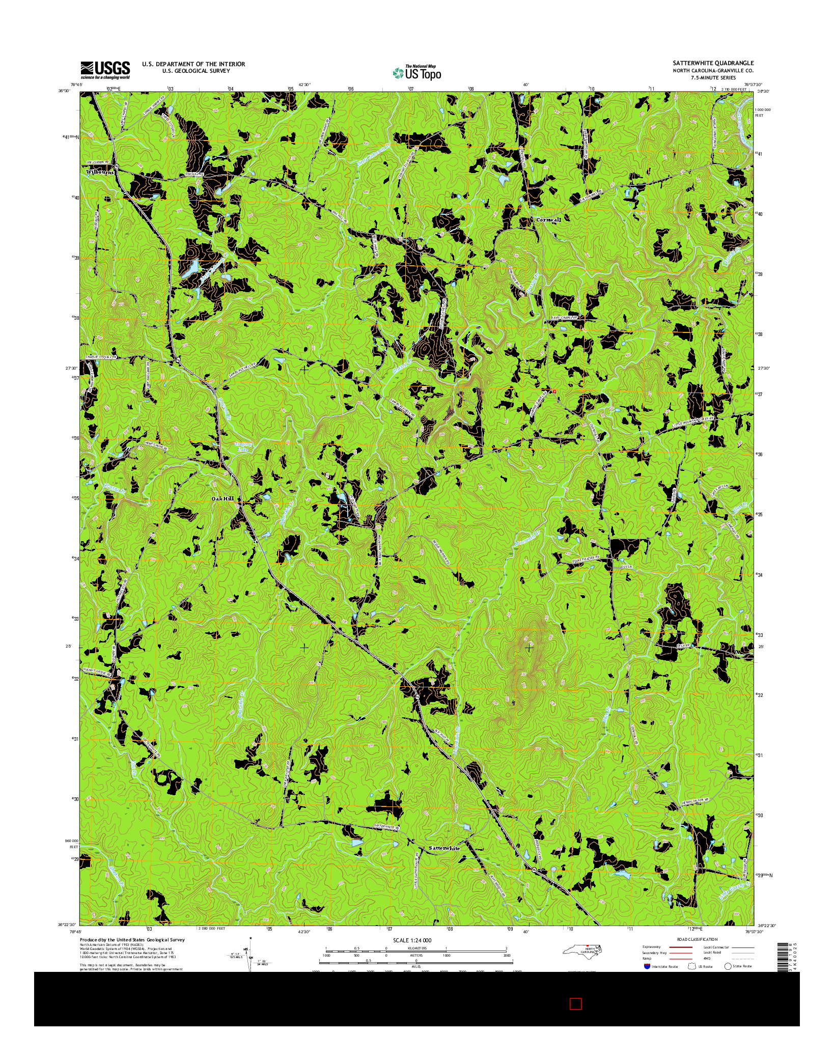 USGS US TOPO 7.5-MINUTE MAP FOR SATTERWHITE, NC 2016