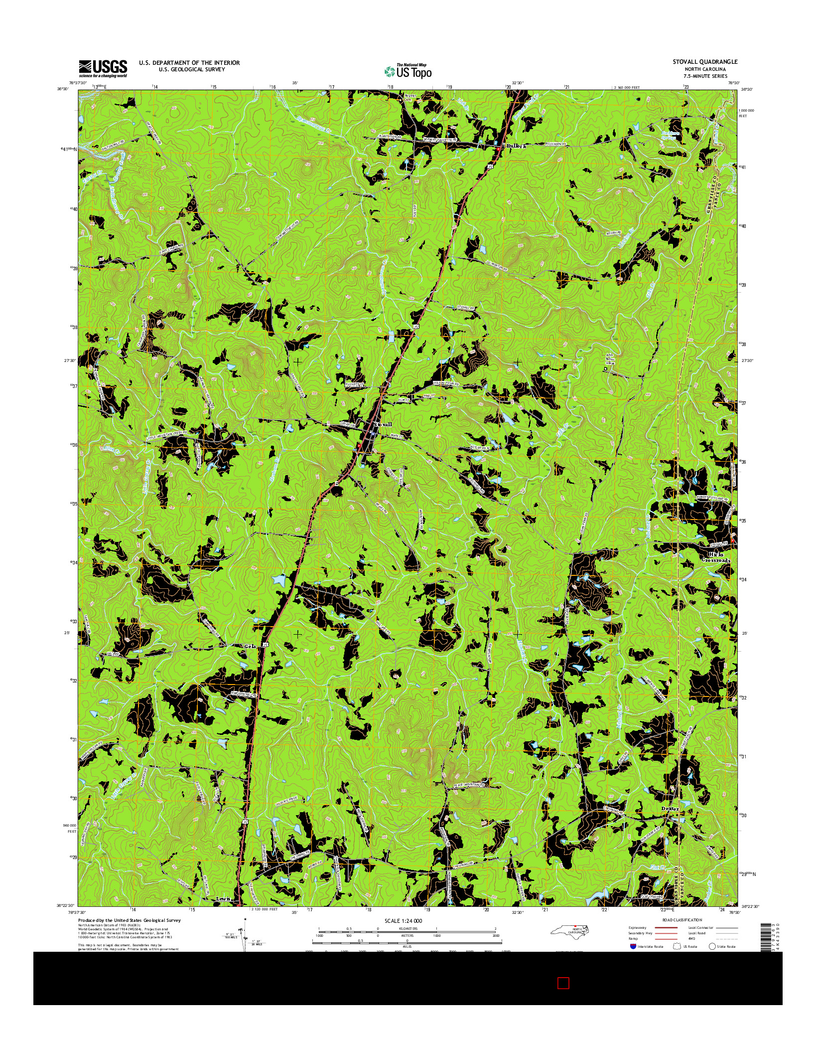 USGS US TOPO 7.5-MINUTE MAP FOR STOVALL, NC 2016