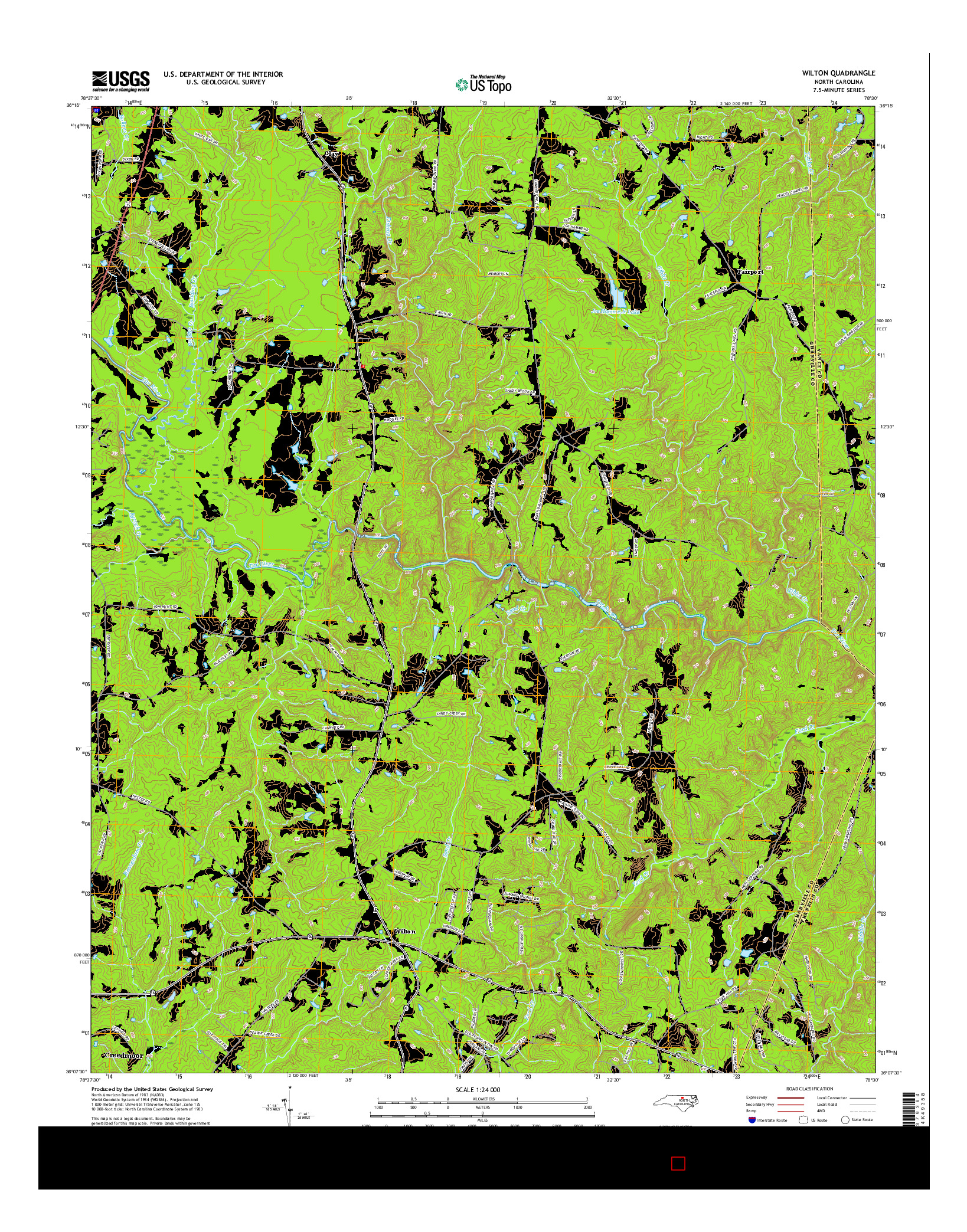 USGS US TOPO 7.5-MINUTE MAP FOR WILTON, NC 2016