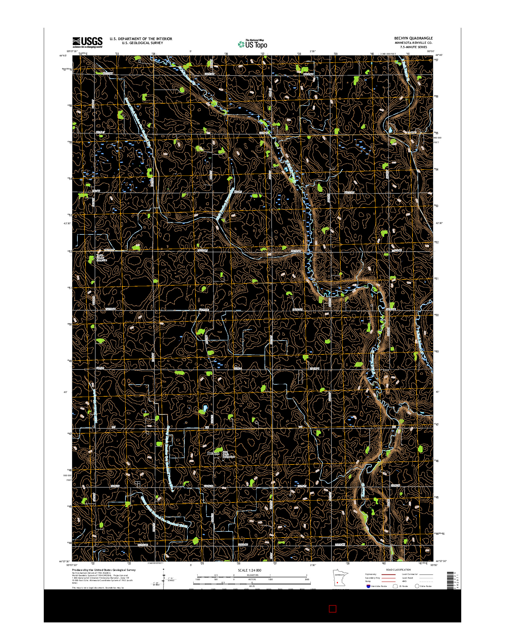 USGS US TOPO 7.5-MINUTE MAP FOR BECHYN, MN 2016
