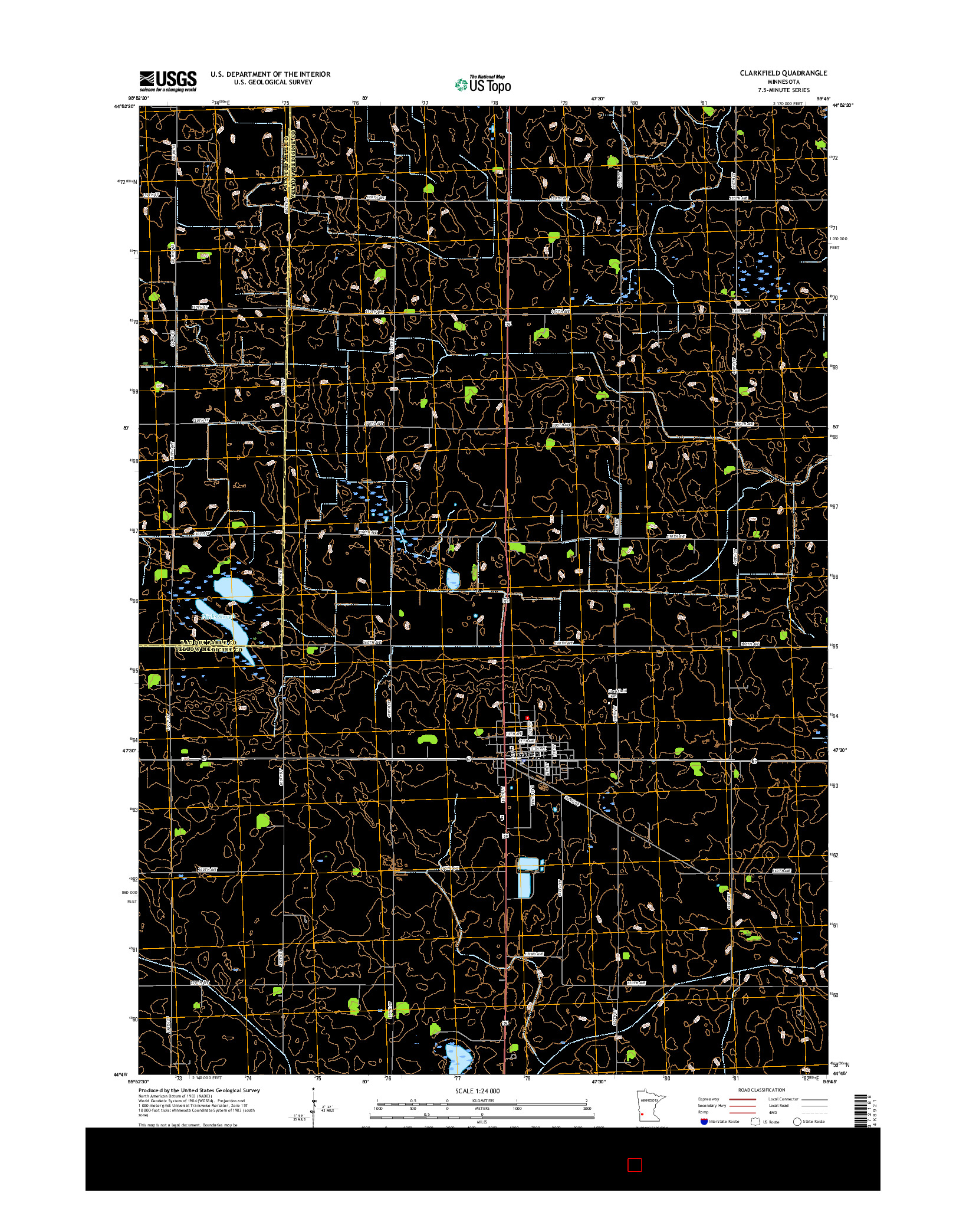 USGS US TOPO 7.5-MINUTE MAP FOR CLARKFIELD, MN 2016