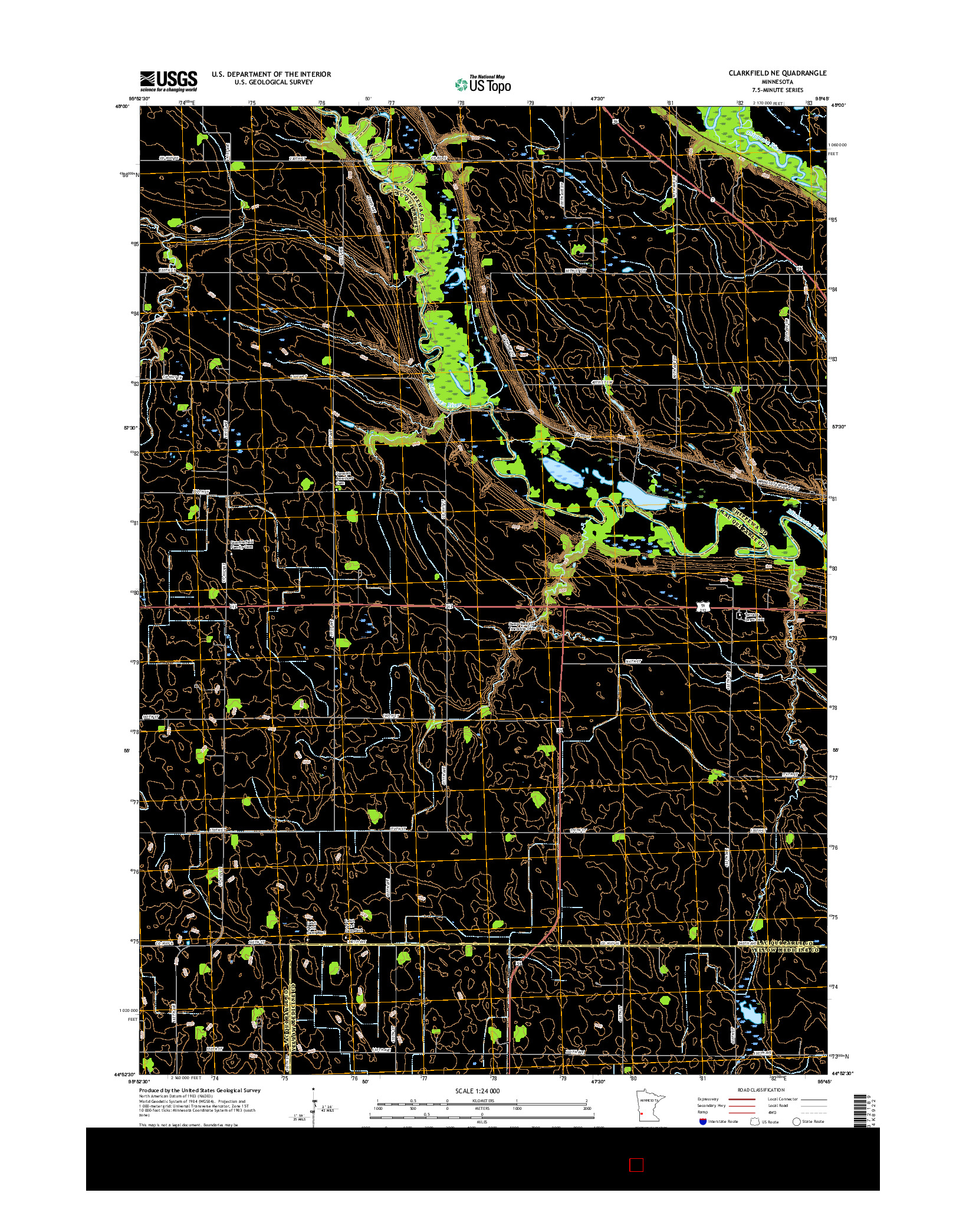 USGS US TOPO 7.5-MINUTE MAP FOR CLARKFIELD NE, MN 2016