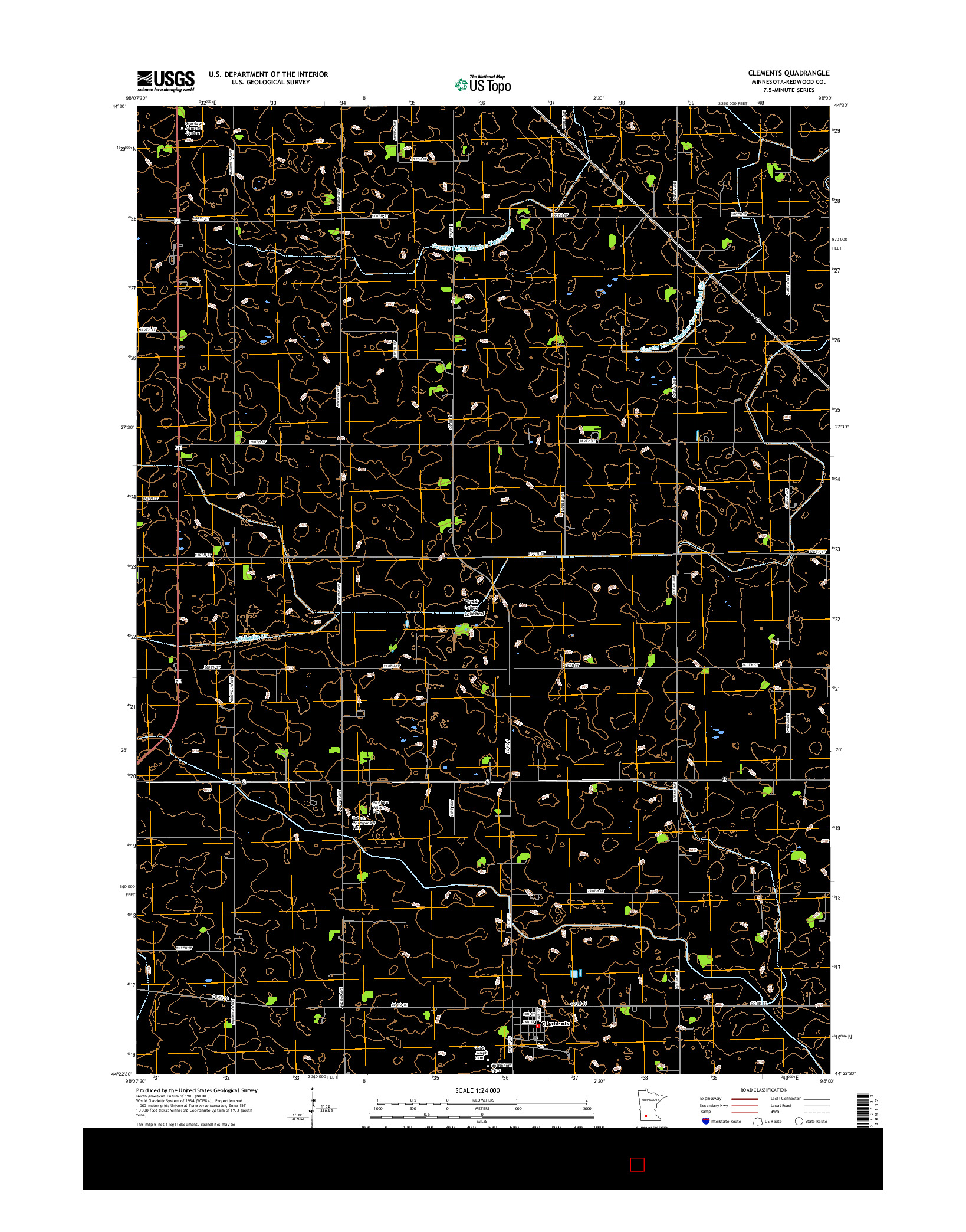 USGS US TOPO 7.5-MINUTE MAP FOR CLEMENTS, MN 2016