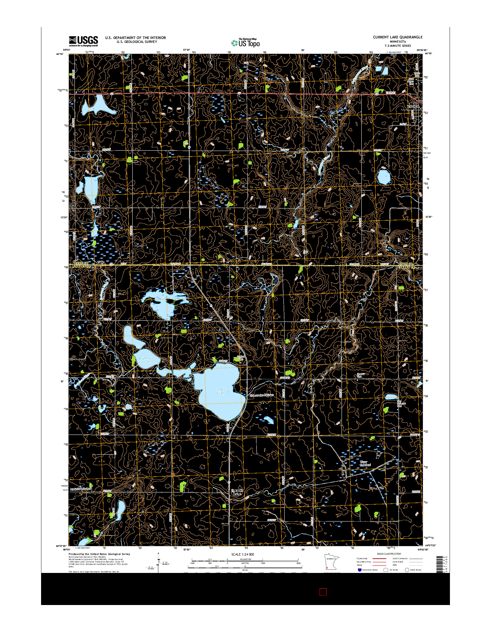 USGS US TOPO 7.5-MINUTE MAP FOR CURRENT LAKE, MN 2016