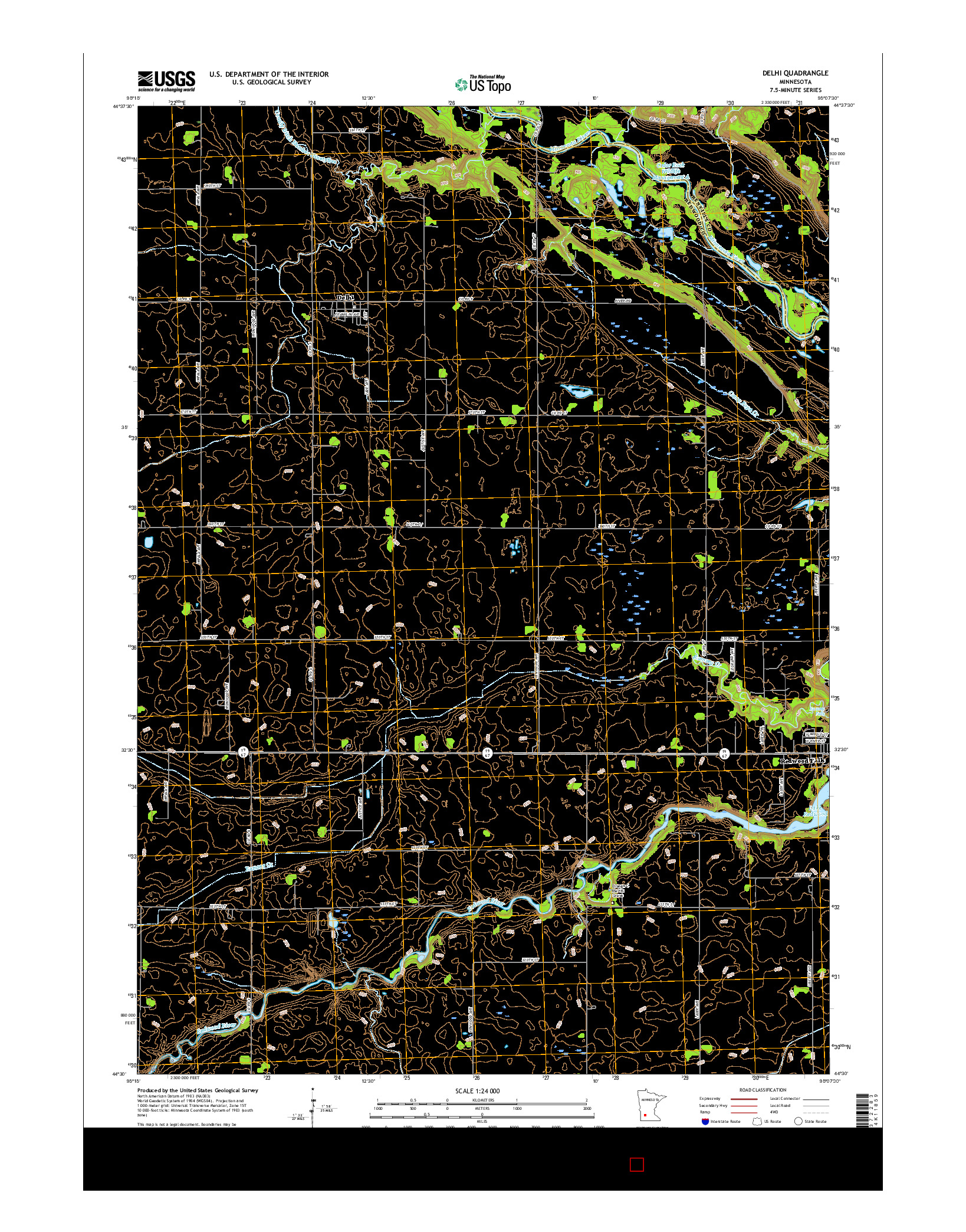 USGS US TOPO 7.5-MINUTE MAP FOR DELHI, MN 2016