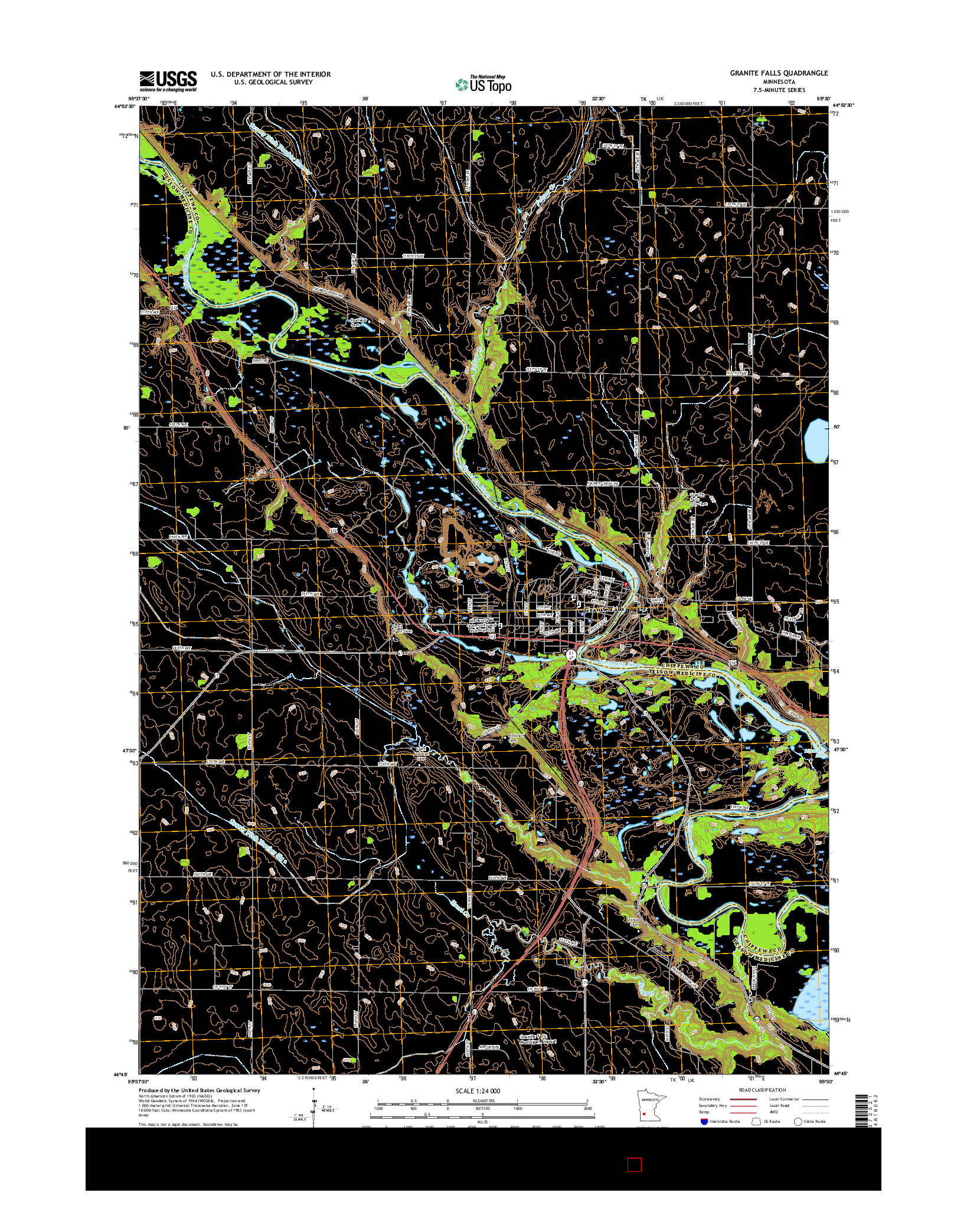 USGS US TOPO 7.5-MINUTE MAP FOR GRANITE FALLS, MN 2016