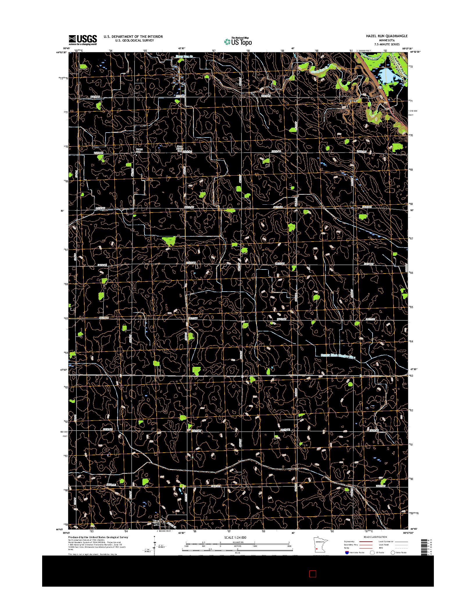 USGS US TOPO 7.5-MINUTE MAP FOR HAZEL RUN, MN 2016