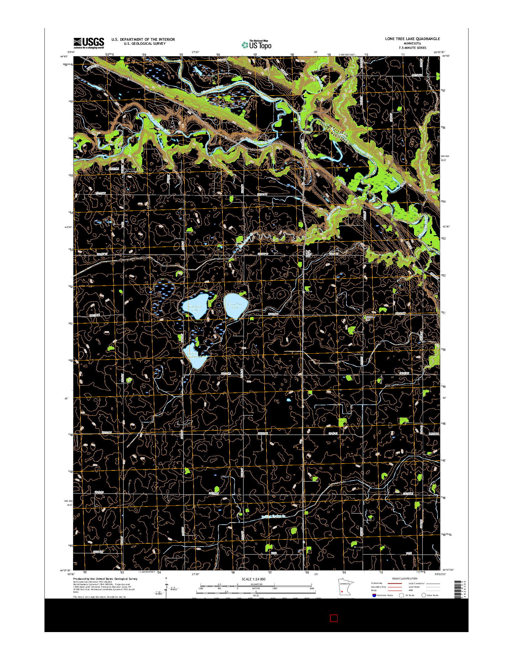 USGS US TOPO 7.5-MINUTE MAP FOR LONE TREE LAKE, MN 2016