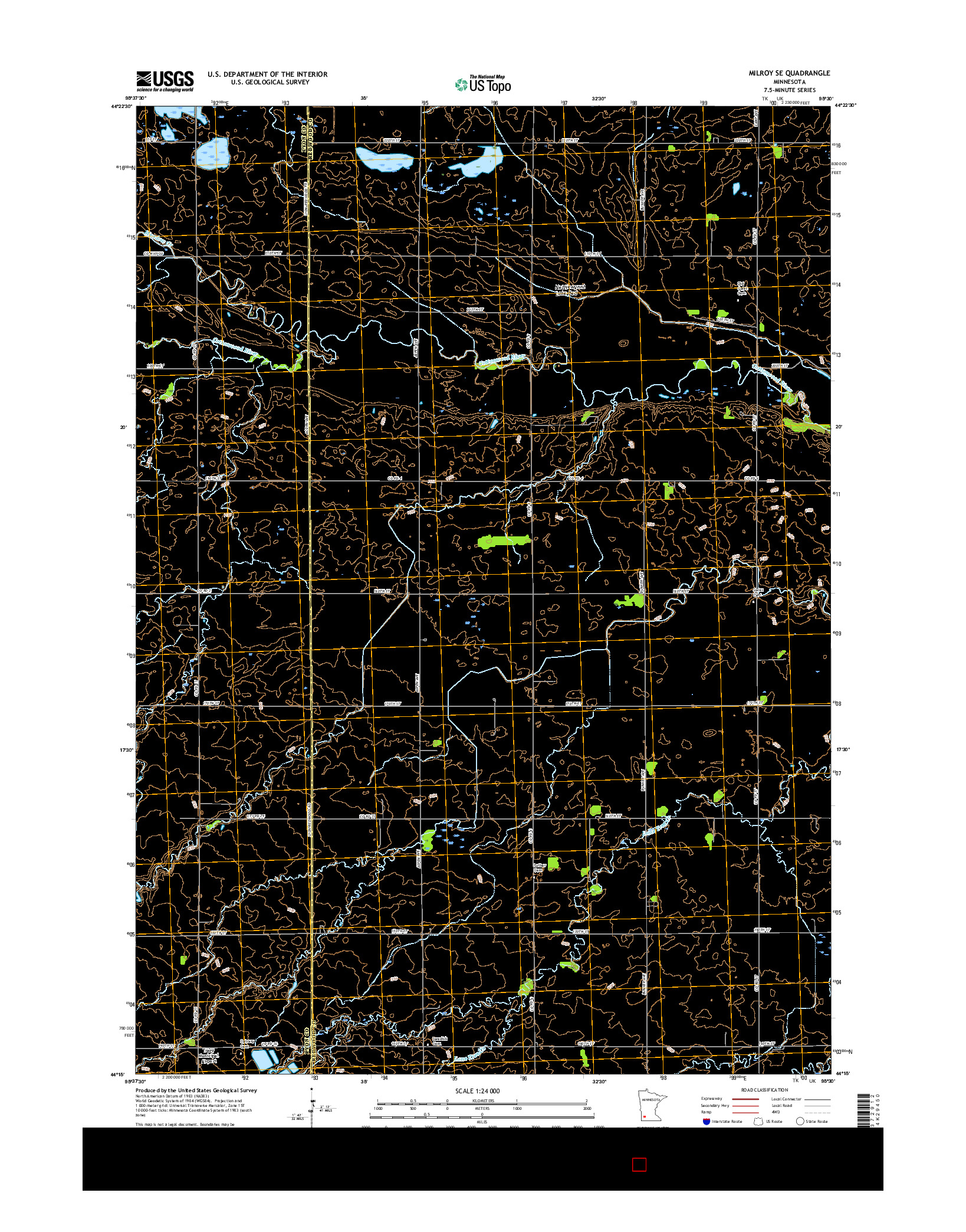 USGS US TOPO 7.5-MINUTE MAP FOR MILROY SE, MN 2016