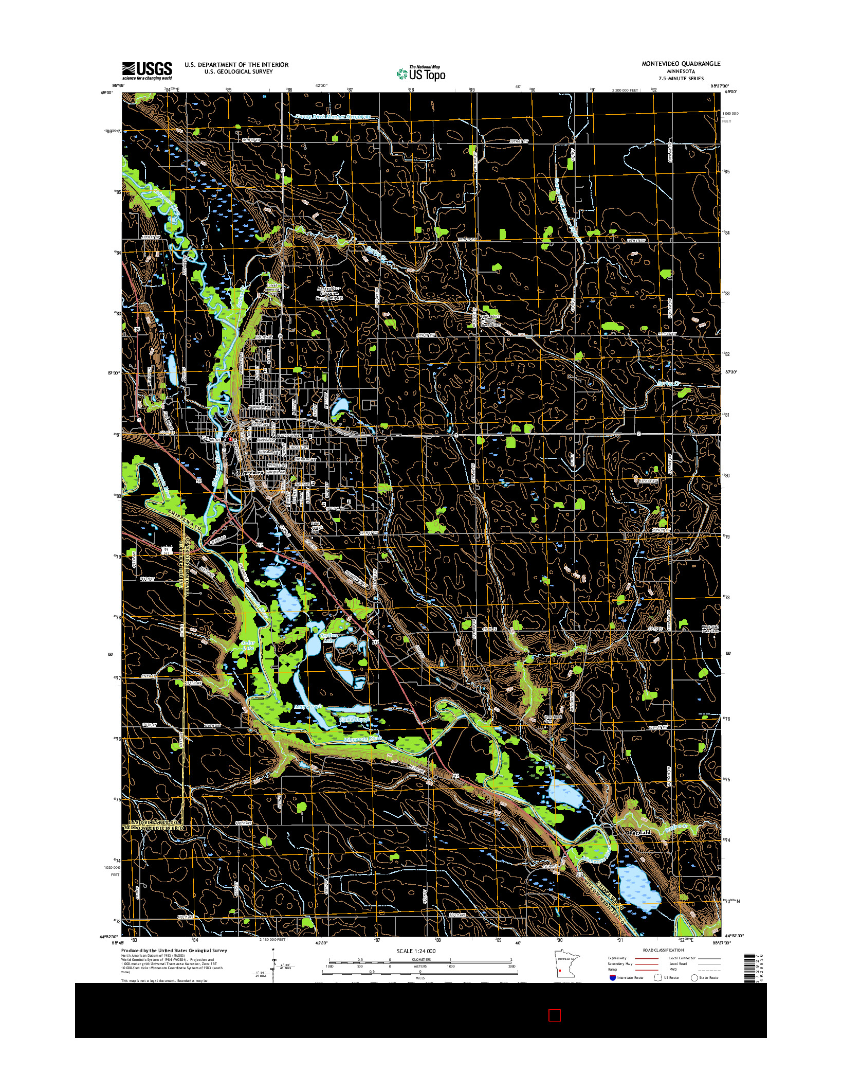 USGS US TOPO 7.5-MINUTE MAP FOR MONTEVIDEO, MN 2016
