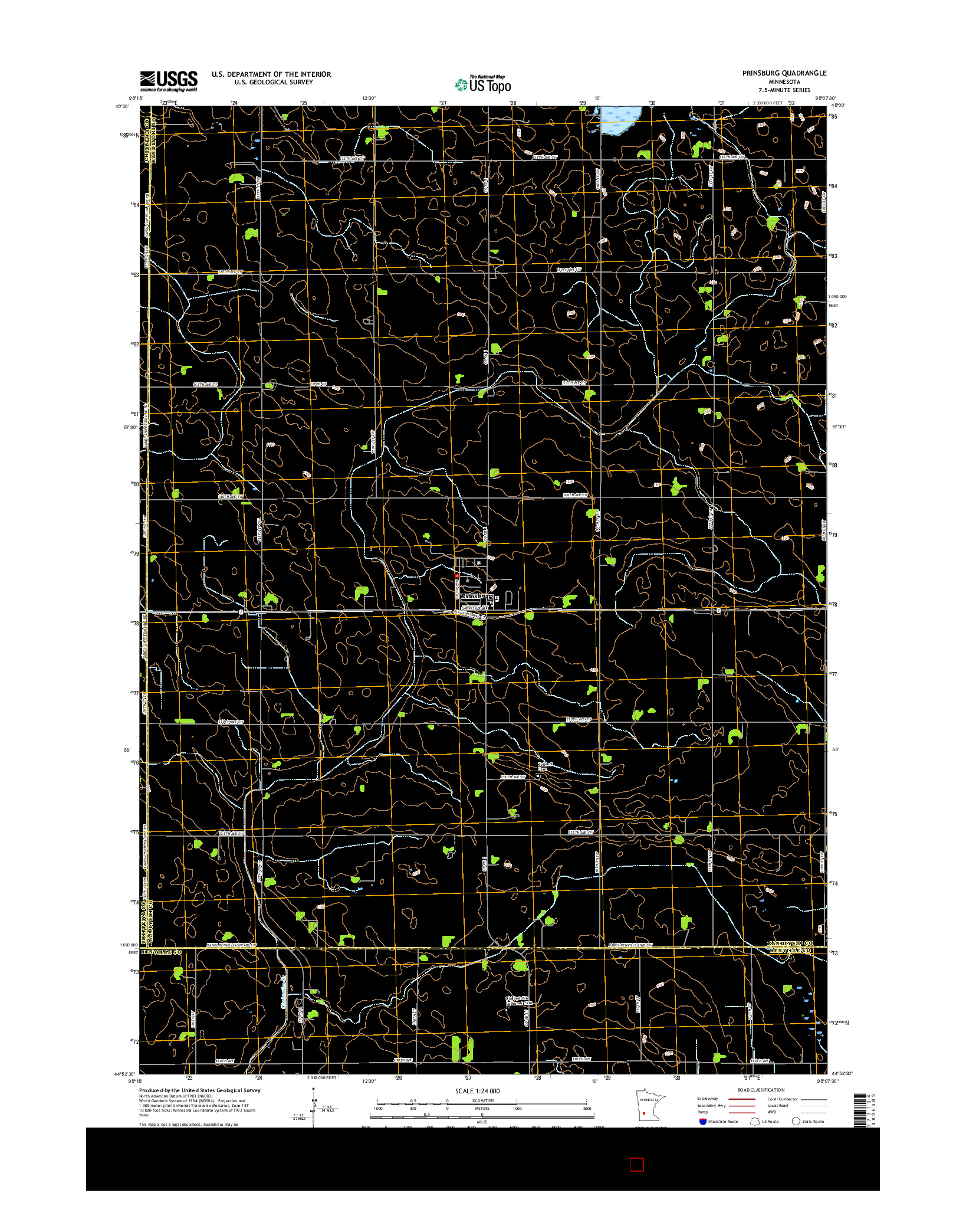 USGS US TOPO 7.5-MINUTE MAP FOR PRINSBURG, MN 2016