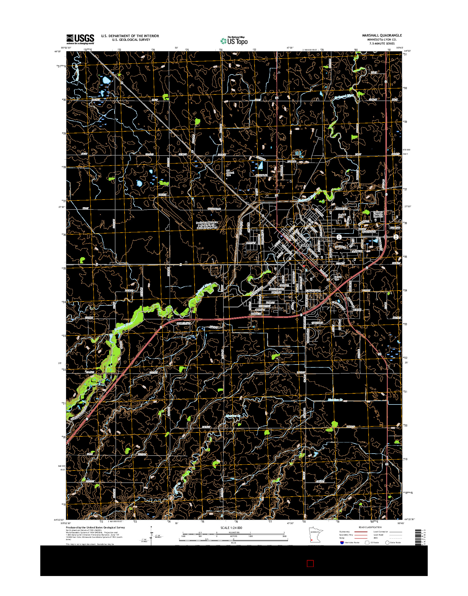 USGS US TOPO 7.5-MINUTE MAP FOR MARSHALL, MN 2016