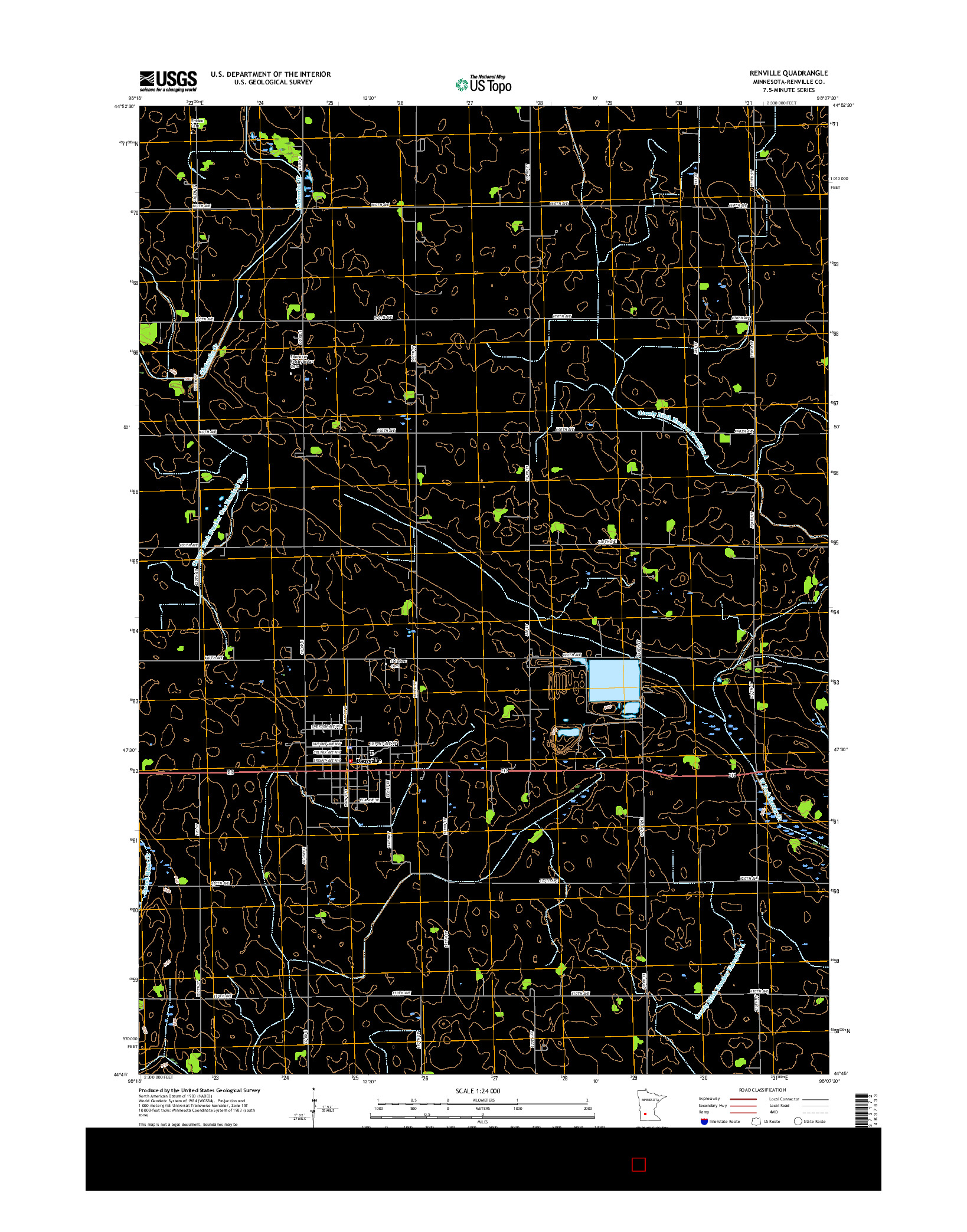 USGS US TOPO 7.5-MINUTE MAP FOR RENVILLE, MN 2016