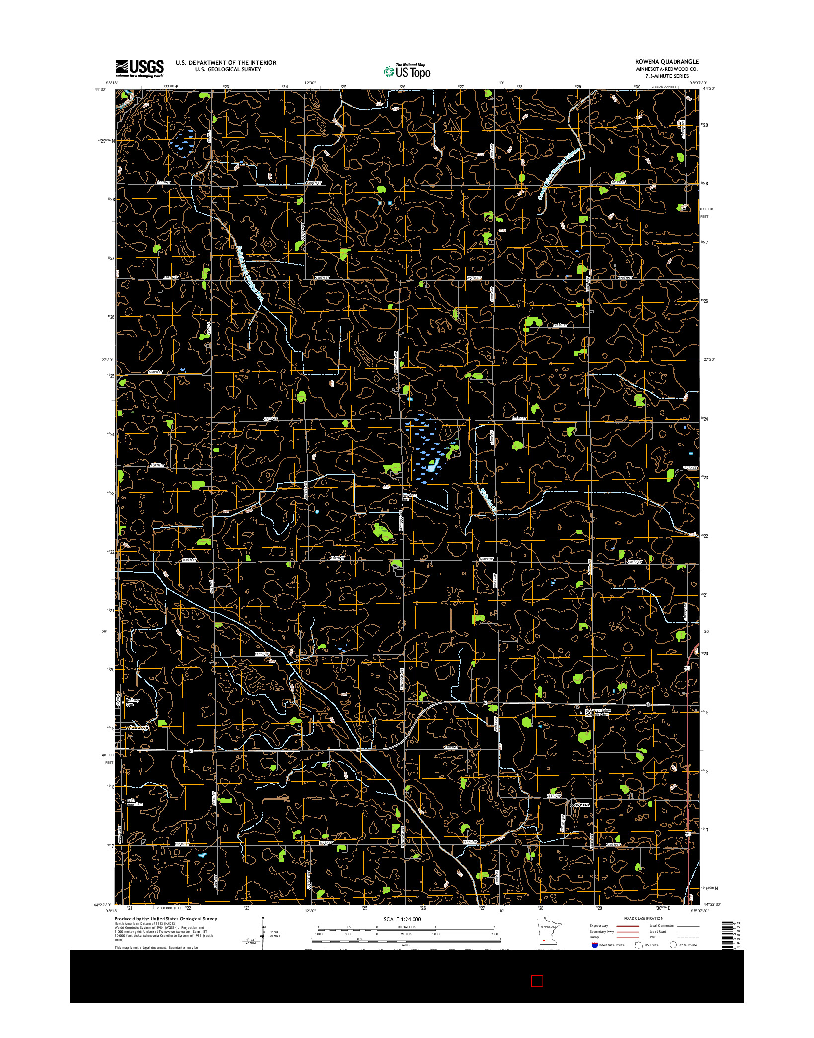 USGS US TOPO 7.5-MINUTE MAP FOR ROWENA, MN 2016