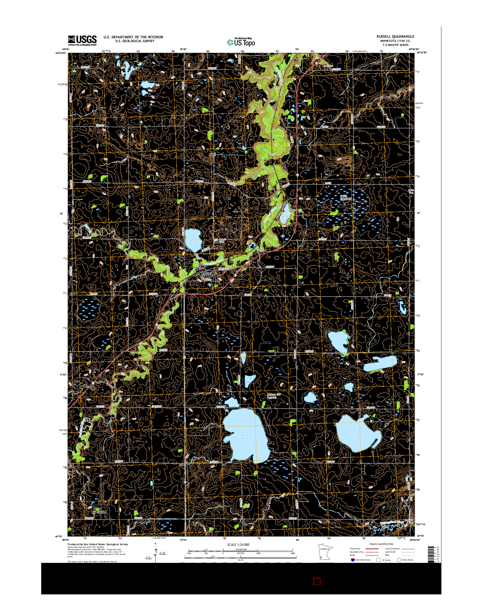 USGS US TOPO 7.5-MINUTE MAP FOR RUSSELL, MN 2016