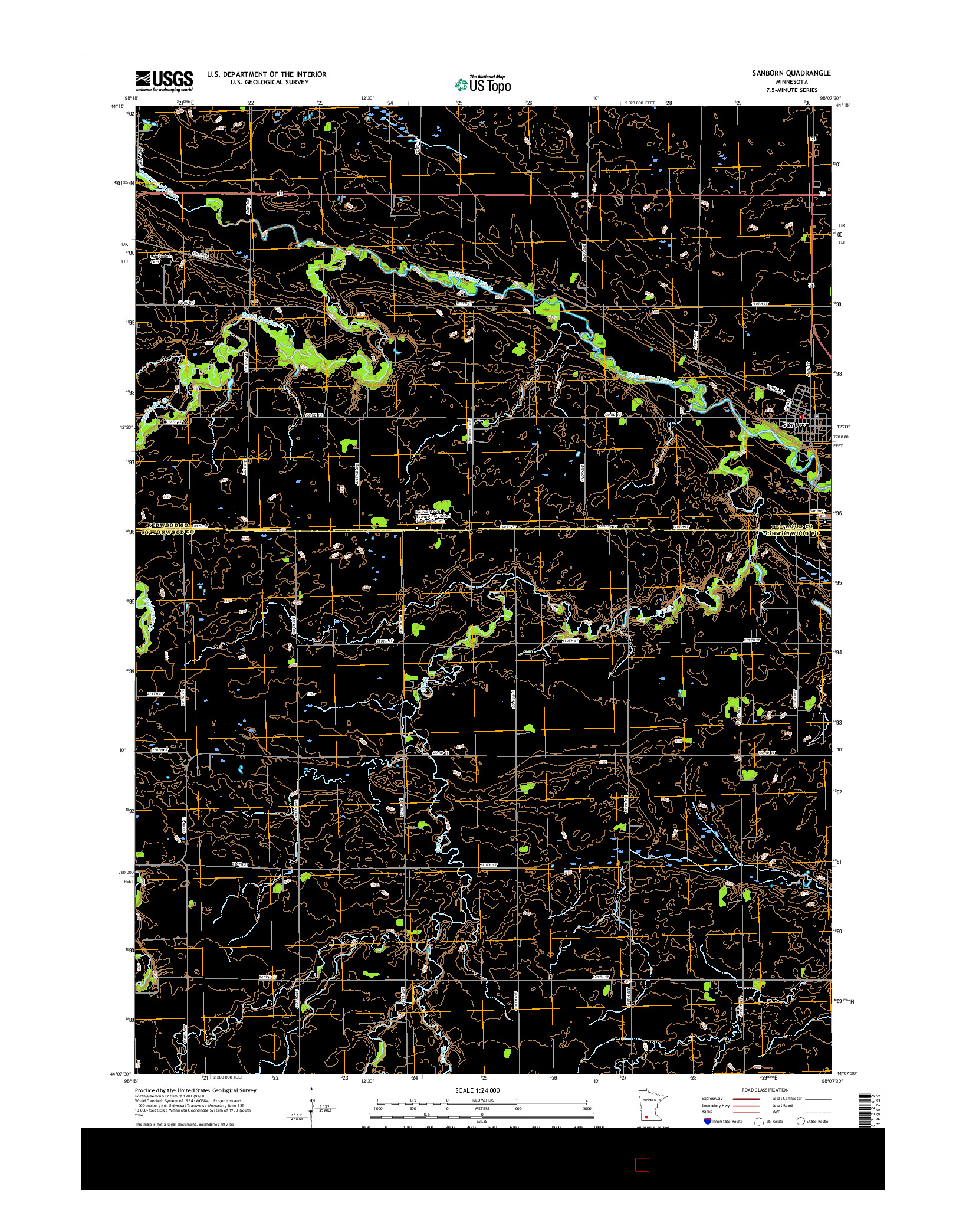 USGS US TOPO 7.5-MINUTE MAP FOR SANBORN, MN 2016