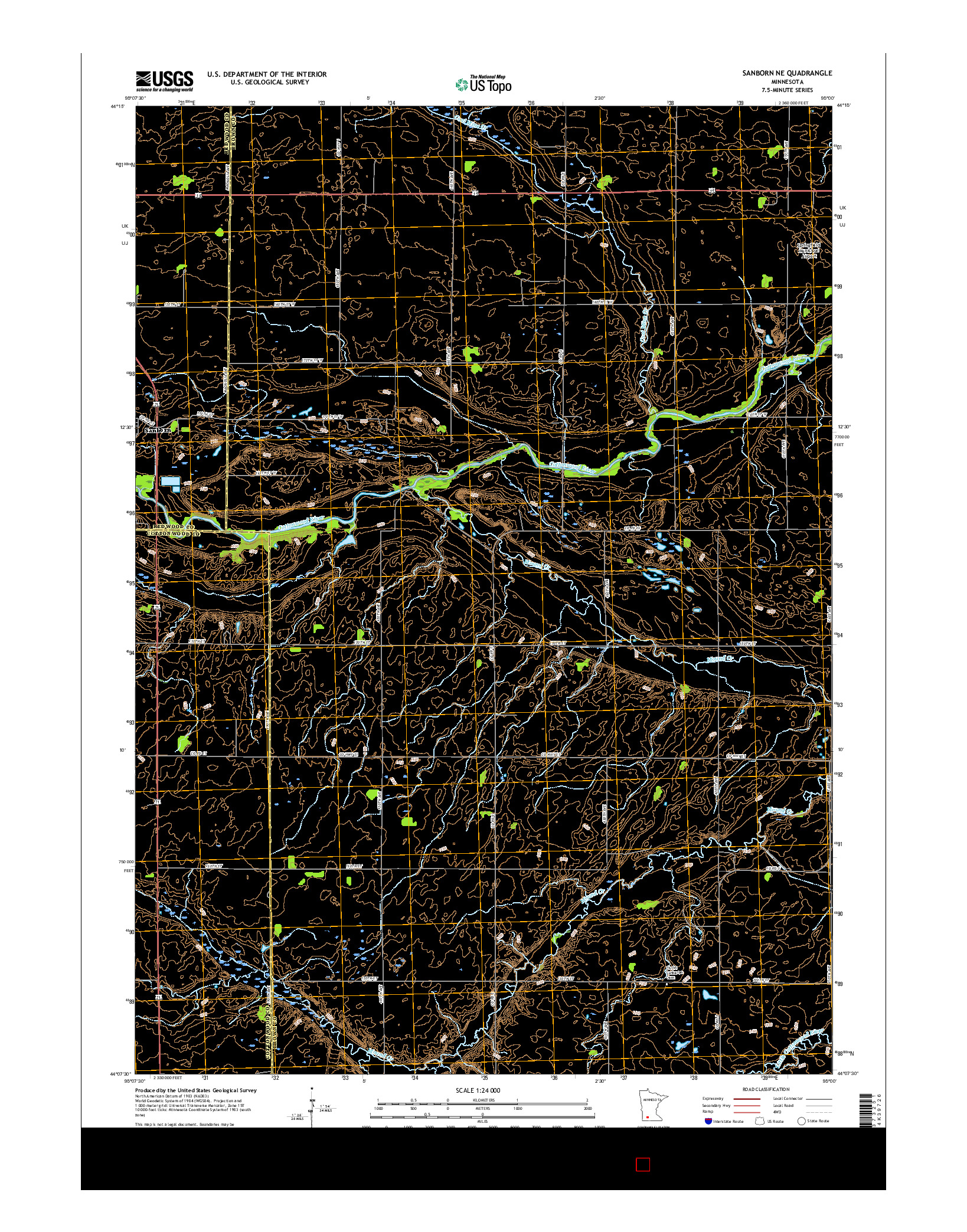 USGS US TOPO 7.5-MINUTE MAP FOR SANBORN NE, MN 2016
