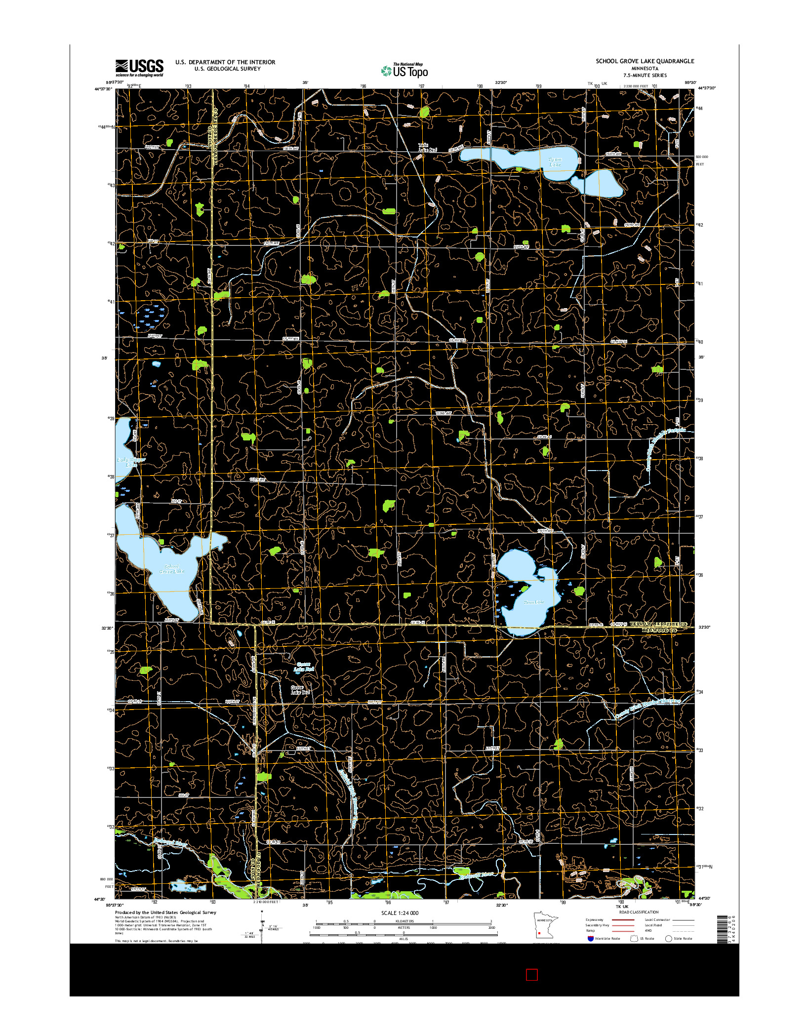 USGS US TOPO 7.5-MINUTE MAP FOR SCHOOL GROVE LAKE, MN 2016