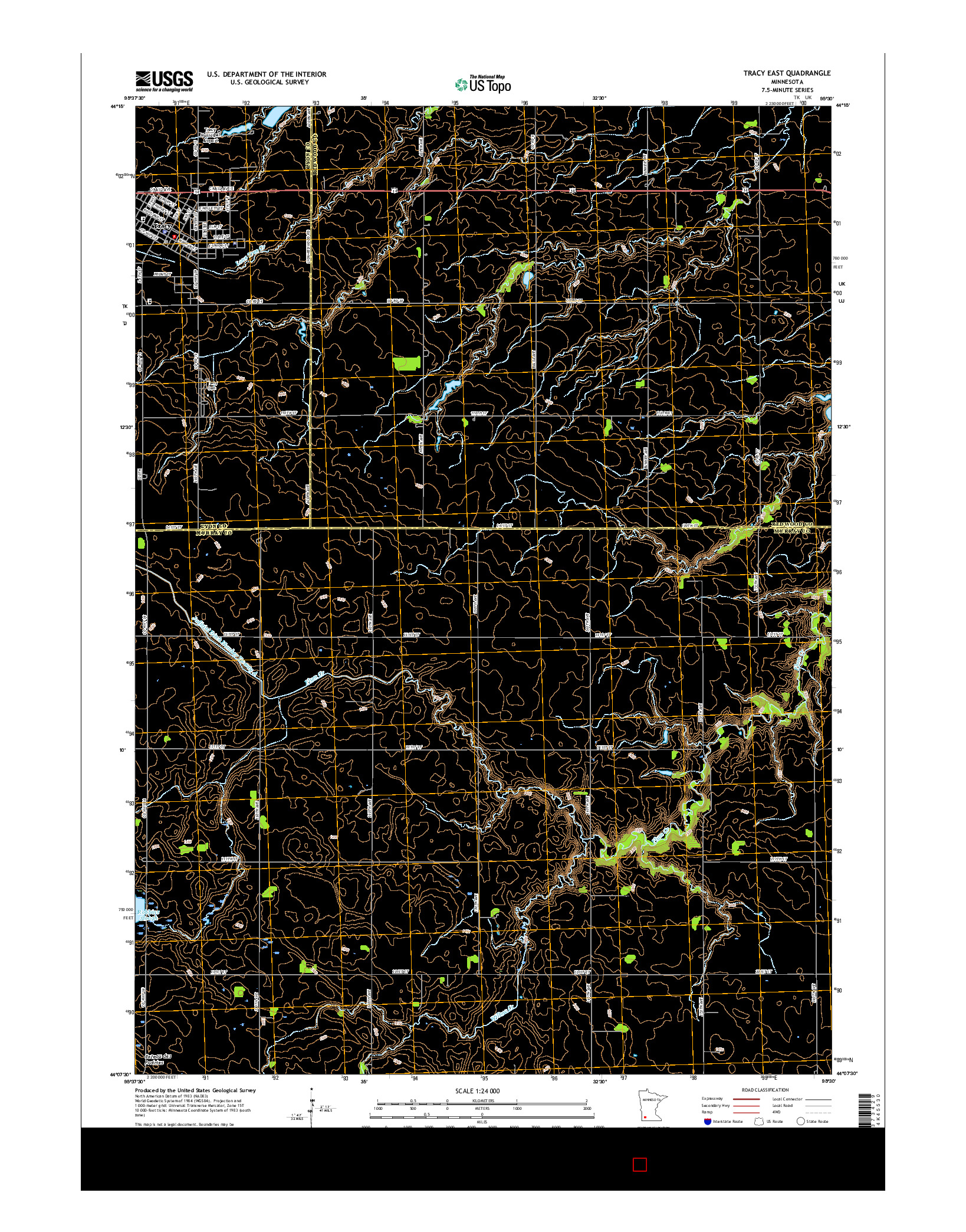 USGS US TOPO 7.5-MINUTE MAP FOR TRACY EAST, MN 2016