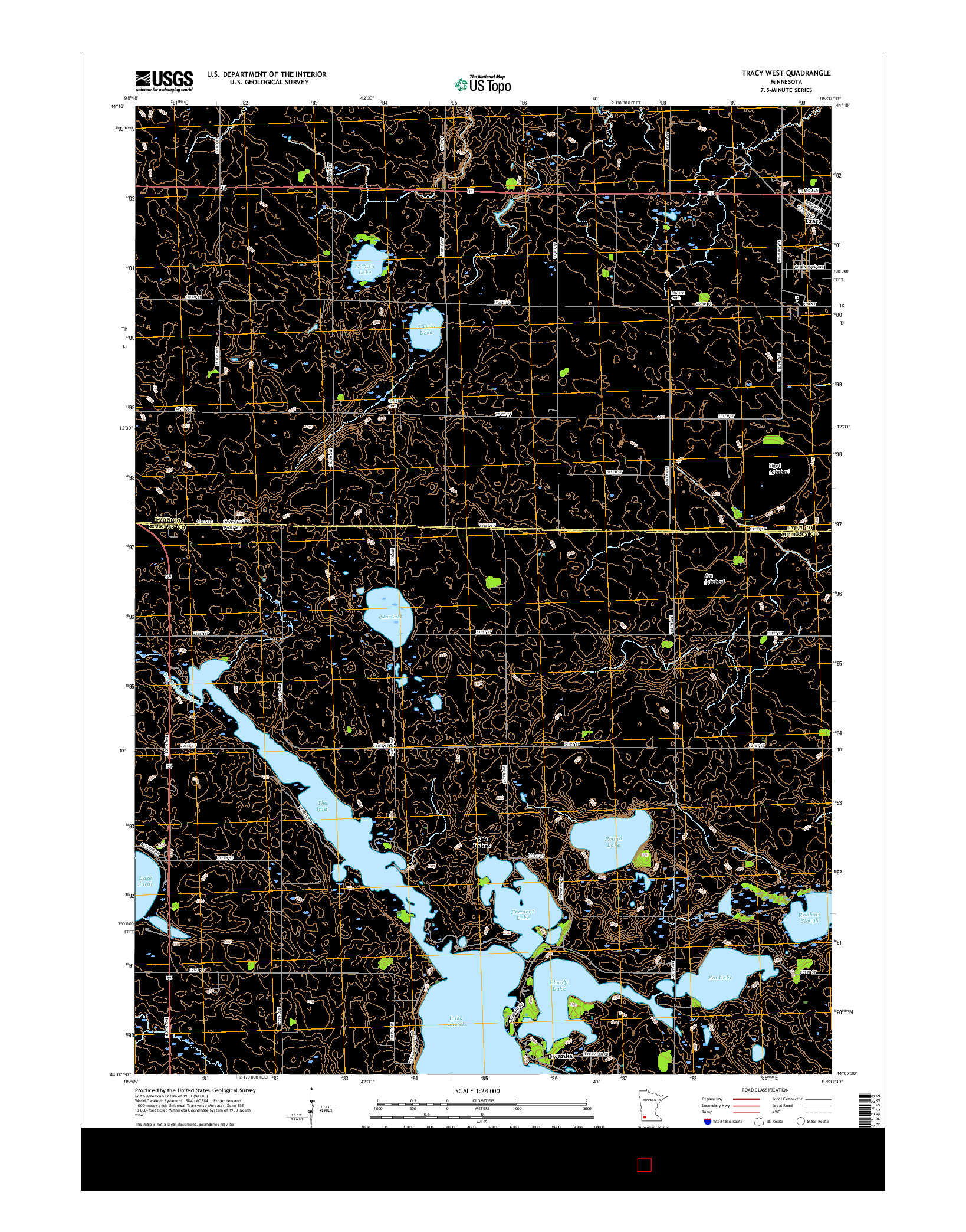 USGS US TOPO 7.5-MINUTE MAP FOR TRACY WEST, MN 2016